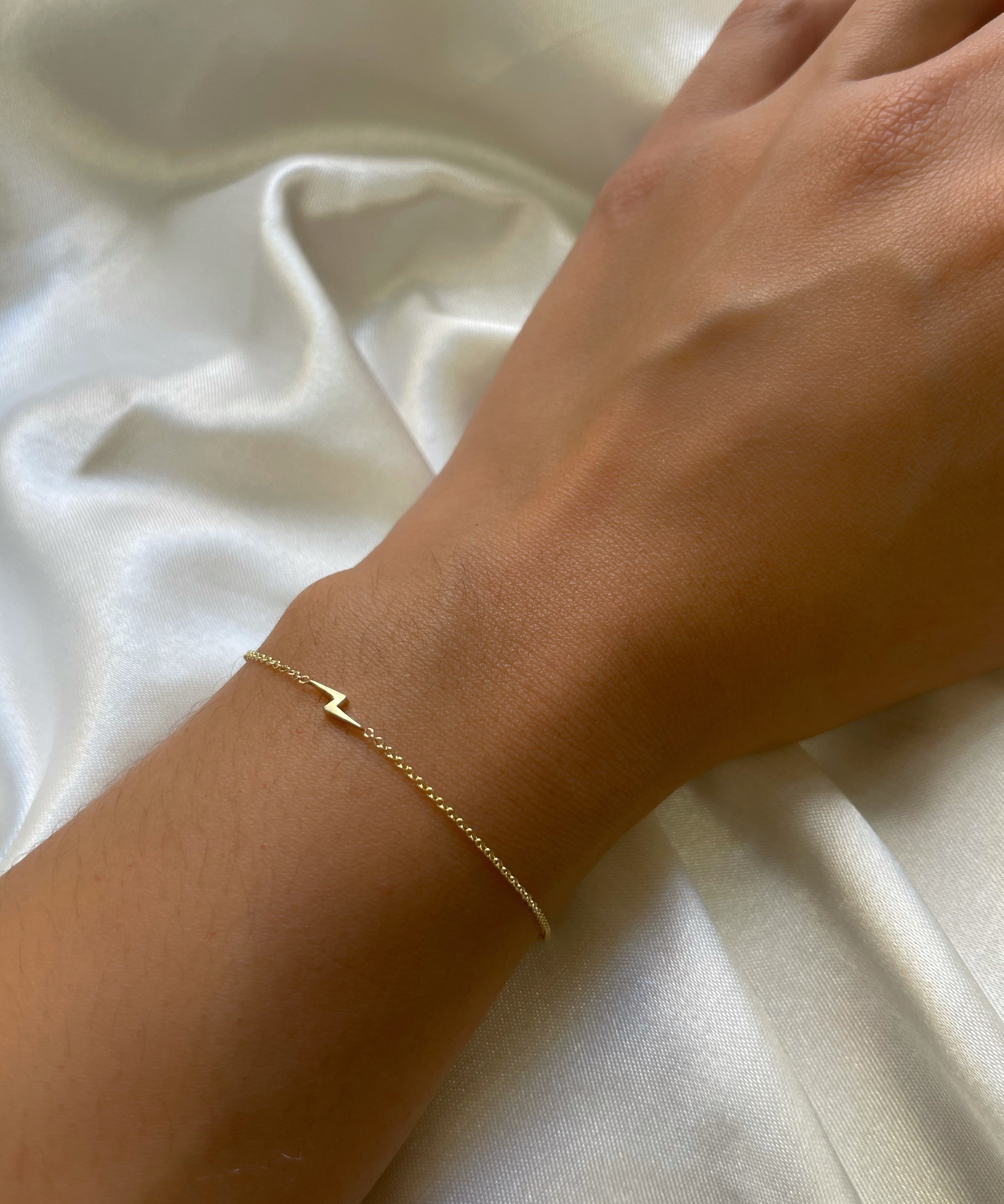 14k Gold Tiny Lightning Bolt Bracelet Zoe Lev Jewelry