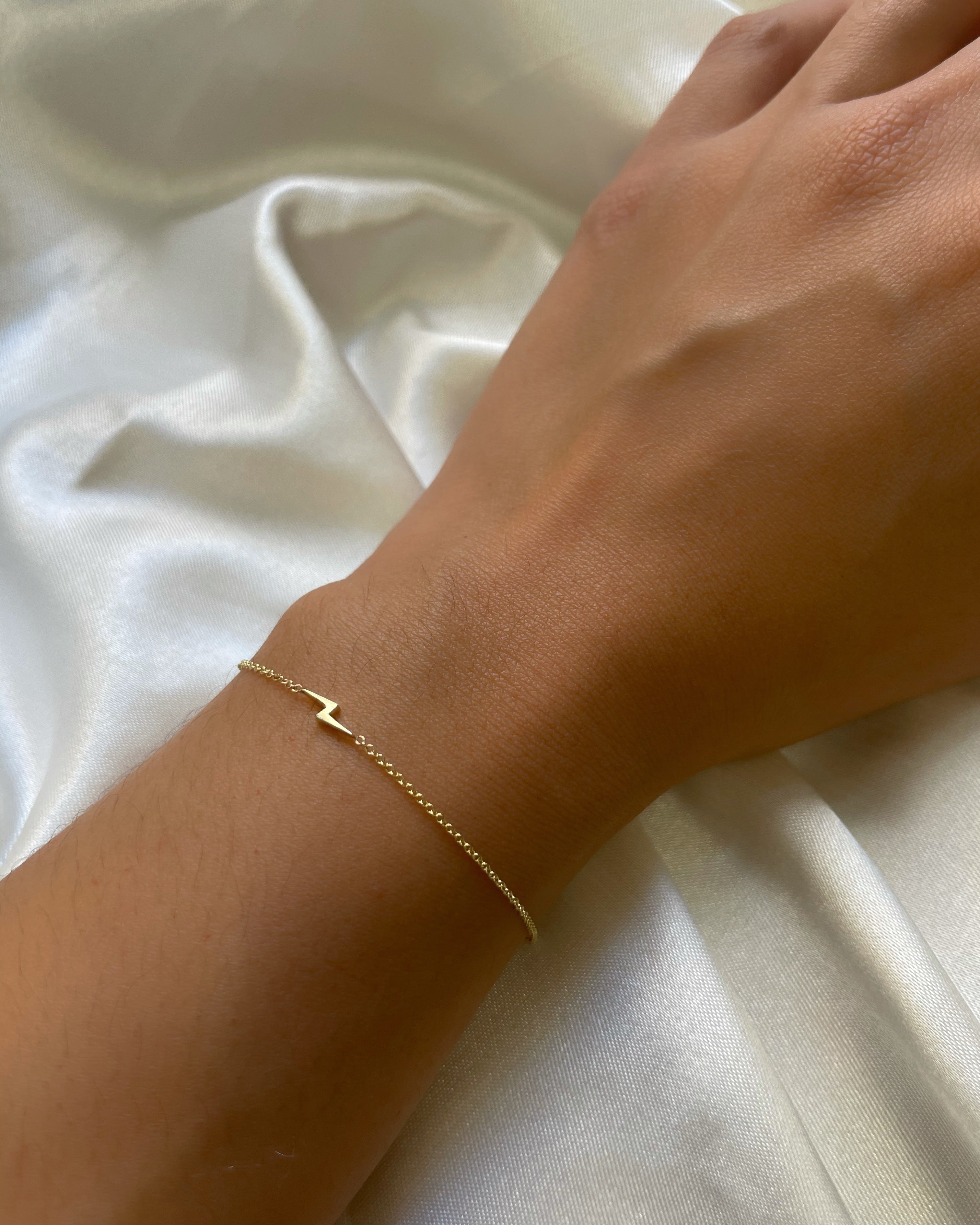 14k Gold Tiny Lightning Bolt Bracelet Zoe Lev Jewelry