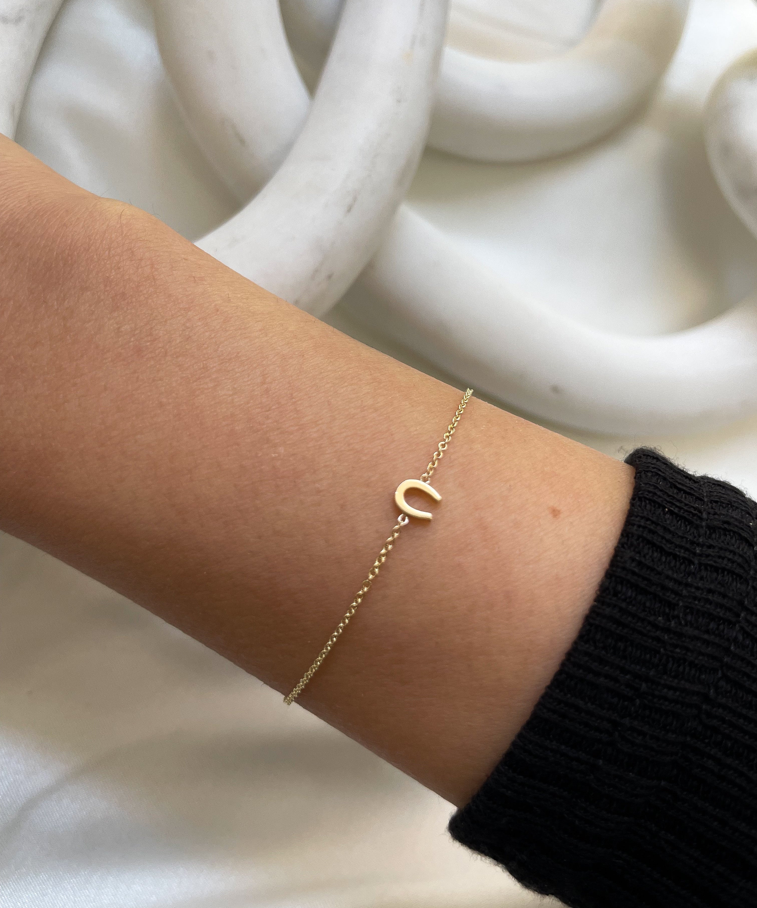 14k Gold Tiny Horseshoe Bracelet Zoe Lev Jewelry