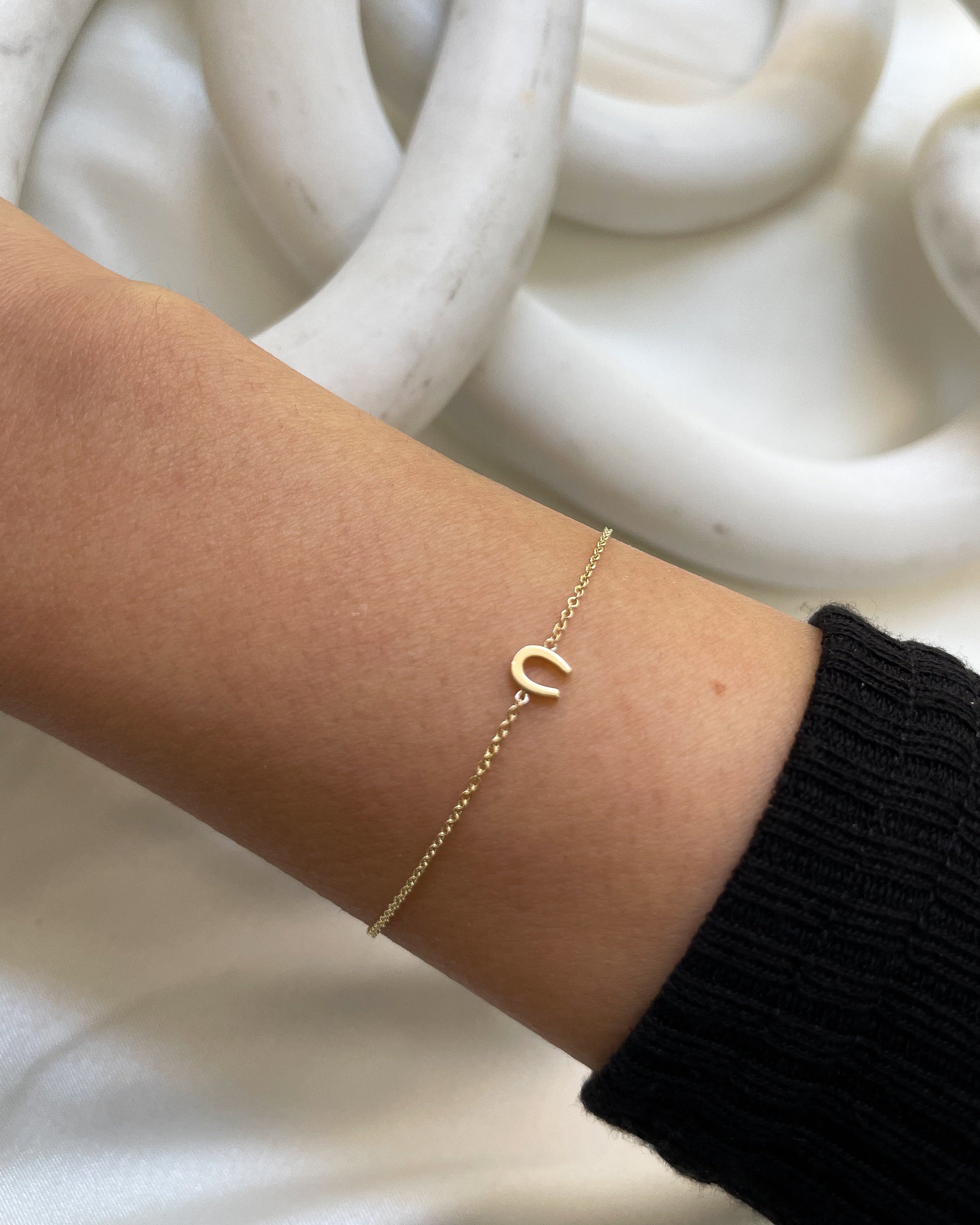 14k Gold Tiny Horseshoe Bracelet Zoe Lev Jewelry