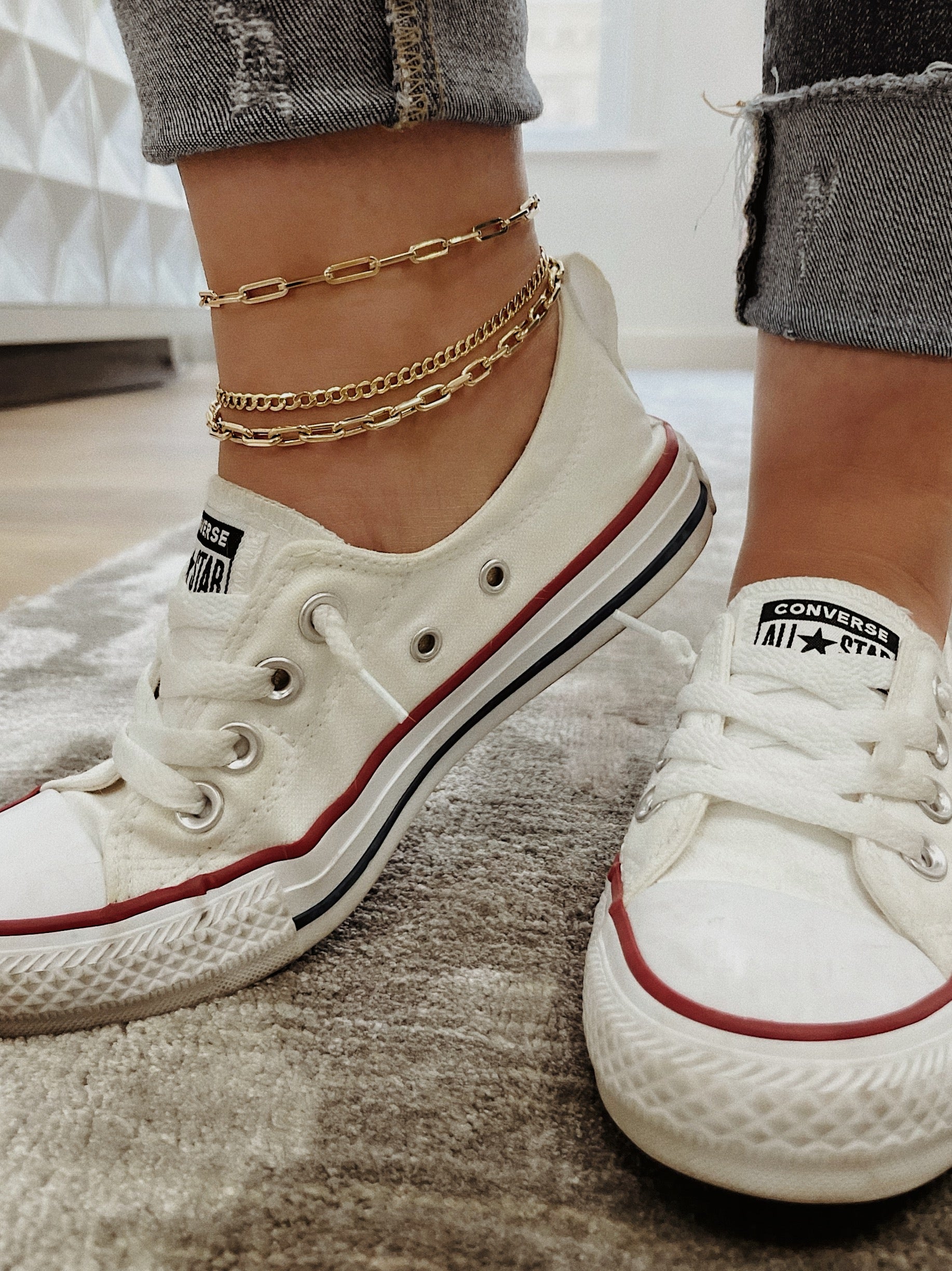 14k Gold Large Paper Clip Chain Anklet Chains Zoe Lev Jewelry