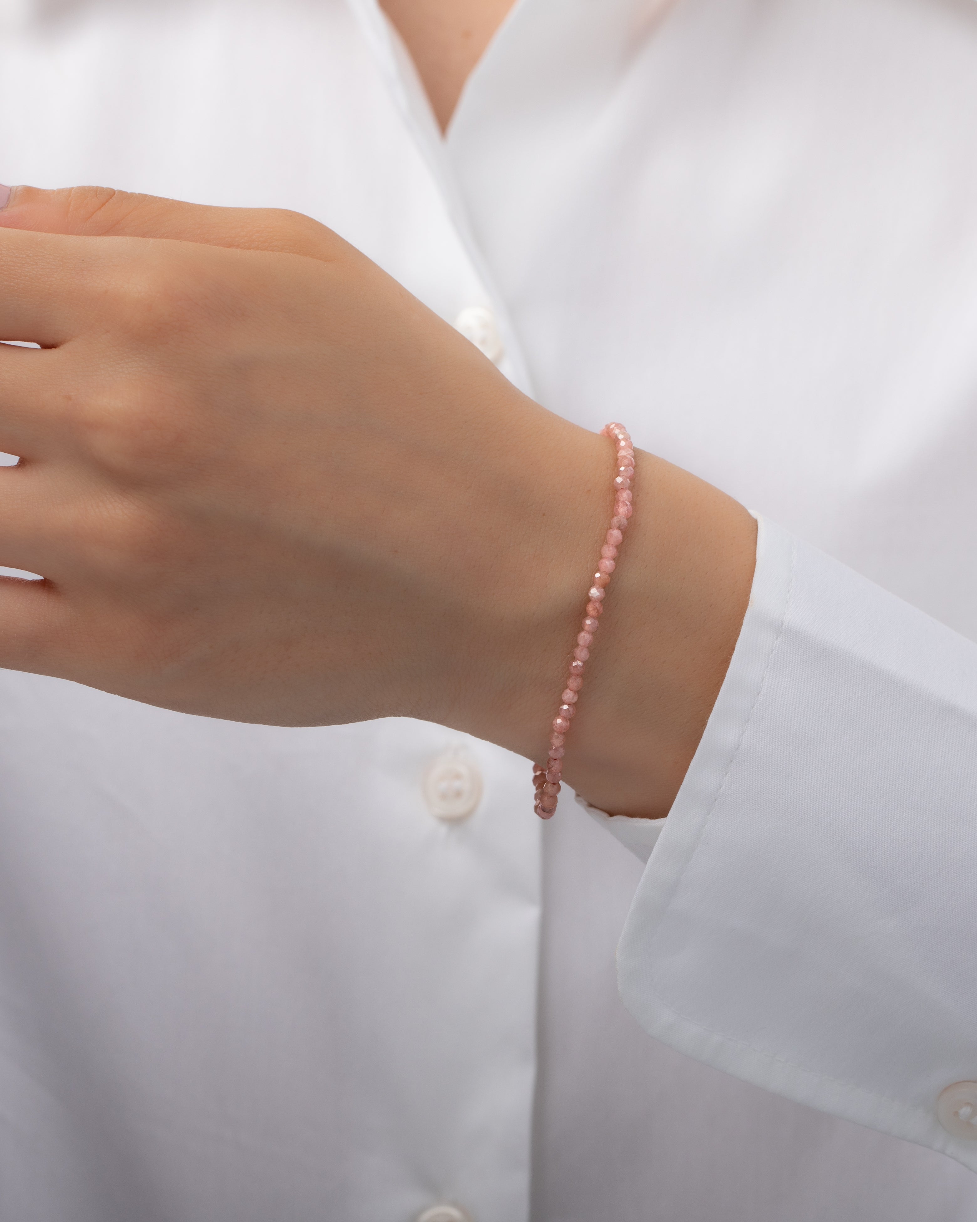 Pink Rhodochrosite Beaded Bracelet - 6.5"-7" adjustable SAMPLE SALE Zoe Lev Jewelry