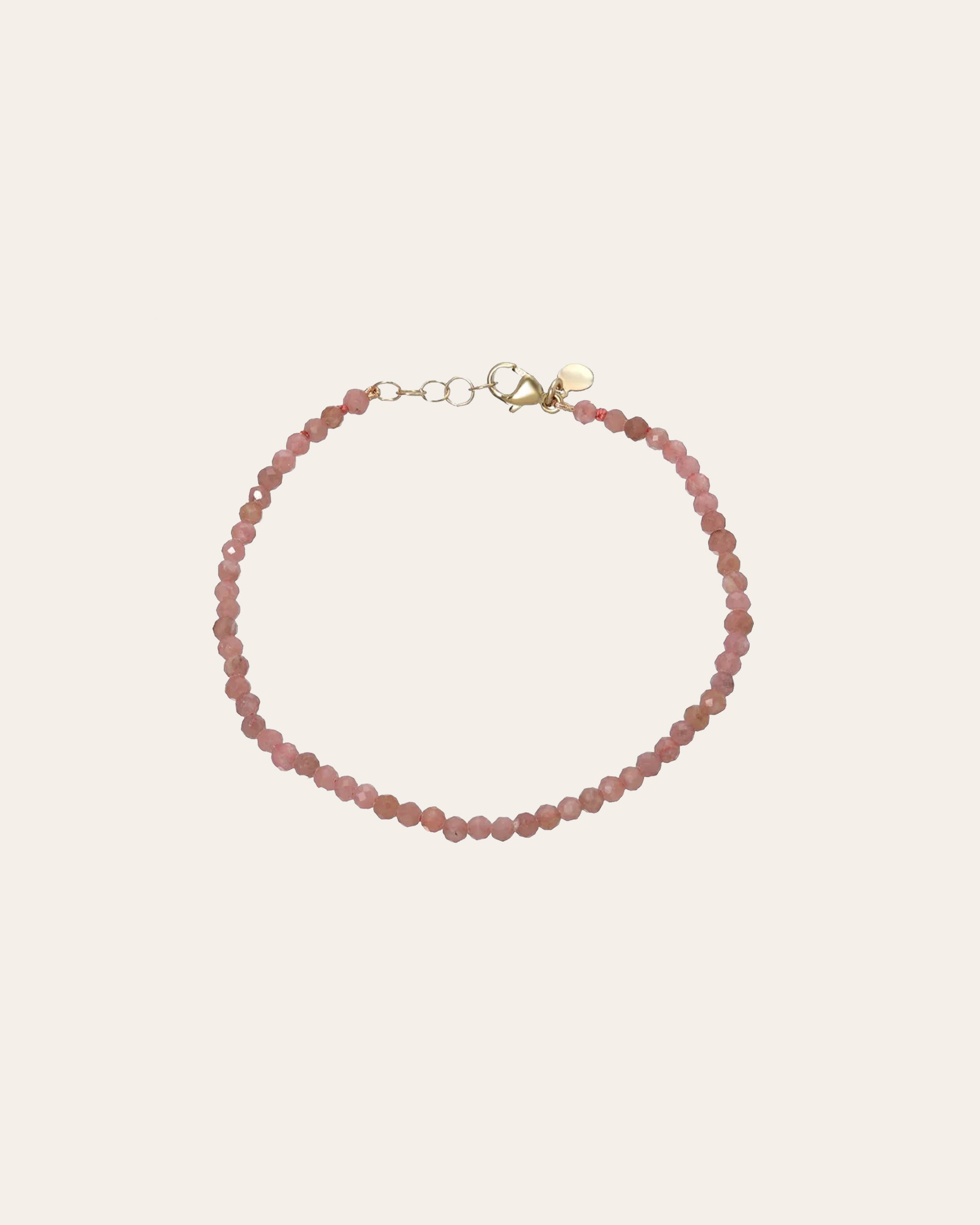 Pink Rhodochrosite Beaded Bracelet - 6.5"-7" adjustable SAMPLE SALE Zoe Lev Jewelry