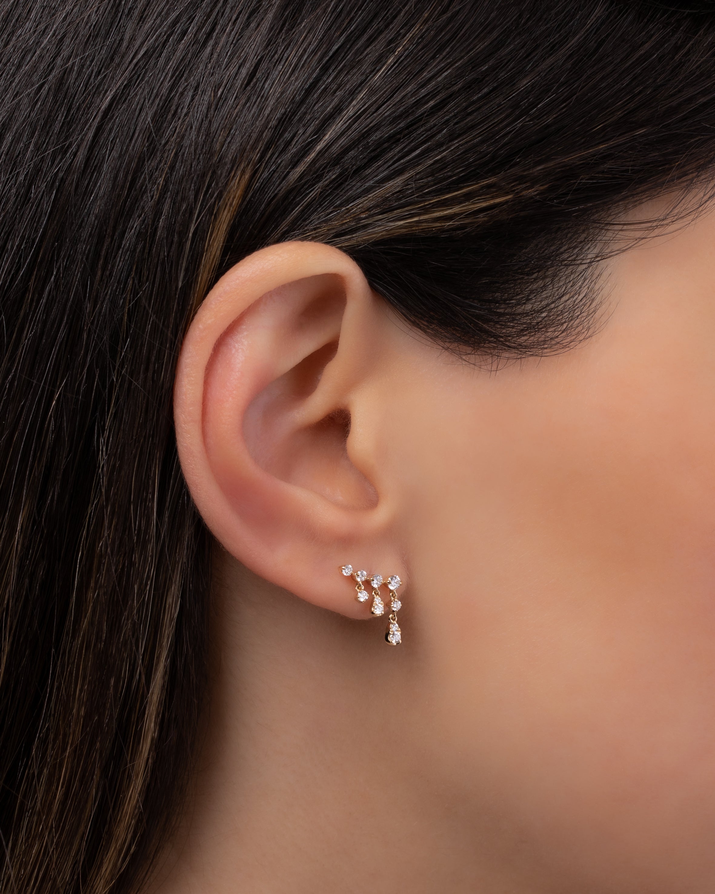 Prong Diamond Drop Chain Stud Earrings Zoe Lev Jewelry