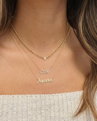 14k Gold Zodiac Name Necklace