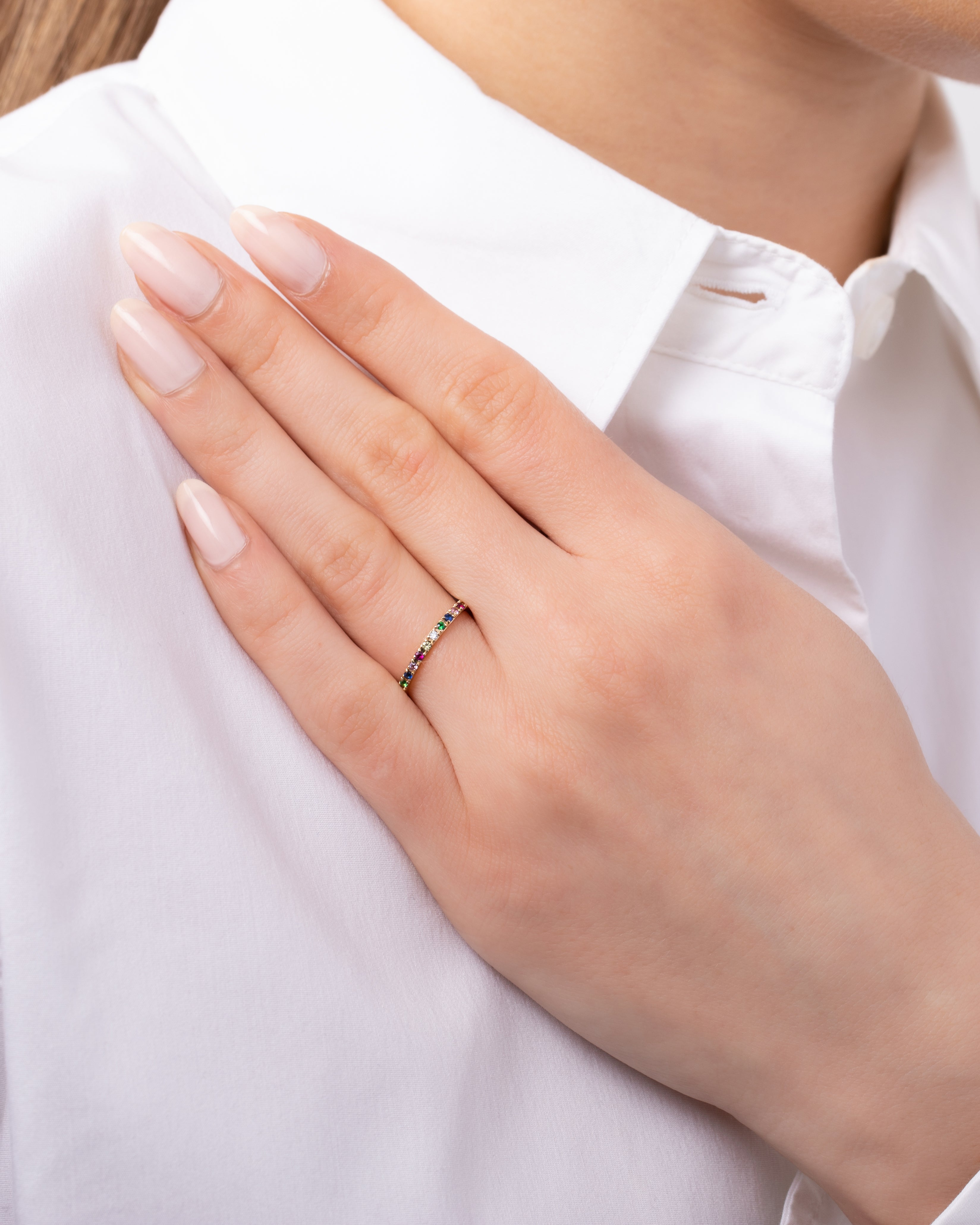 Rainbow Eternity Band - 4 SAMPLE SALE Zoe Lev Jewelry