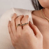 14K Gold Bar Gothic Signet Ring - Sarah SAMPLE SALE Zoe Lev Jewelry