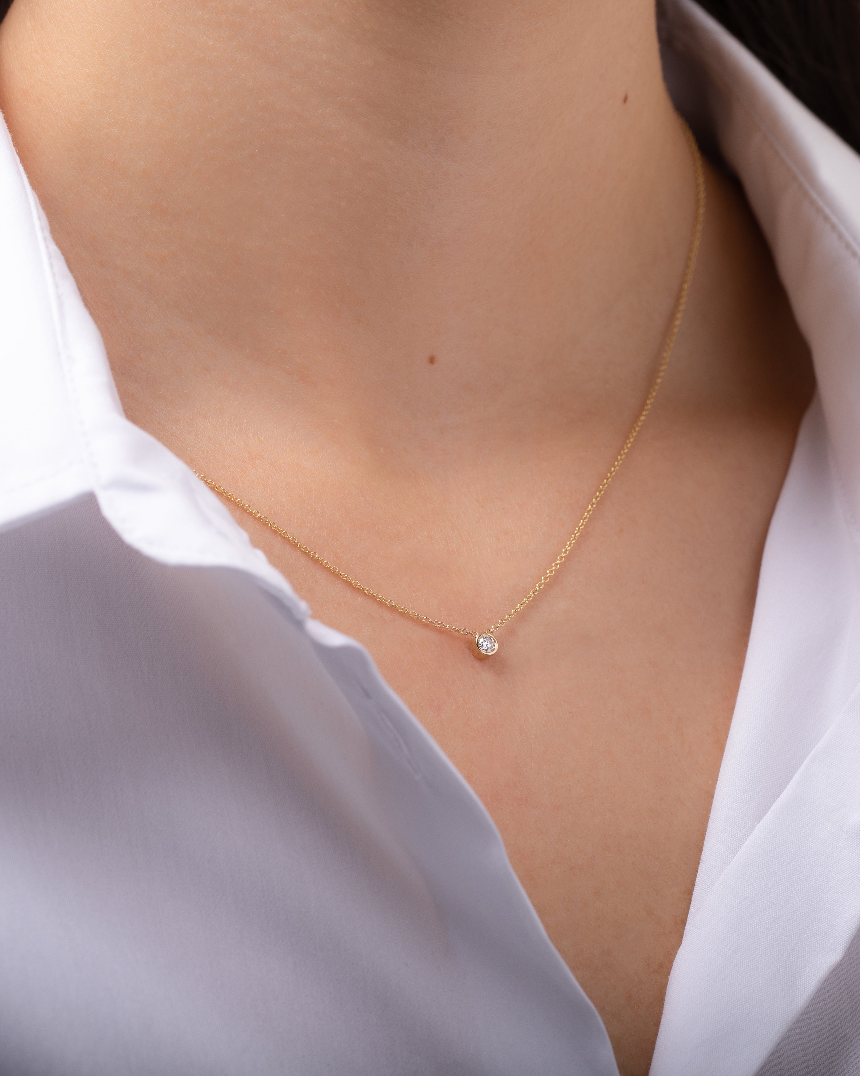 Small Bezel Diamond Necklace Zoe Lev Jewelry