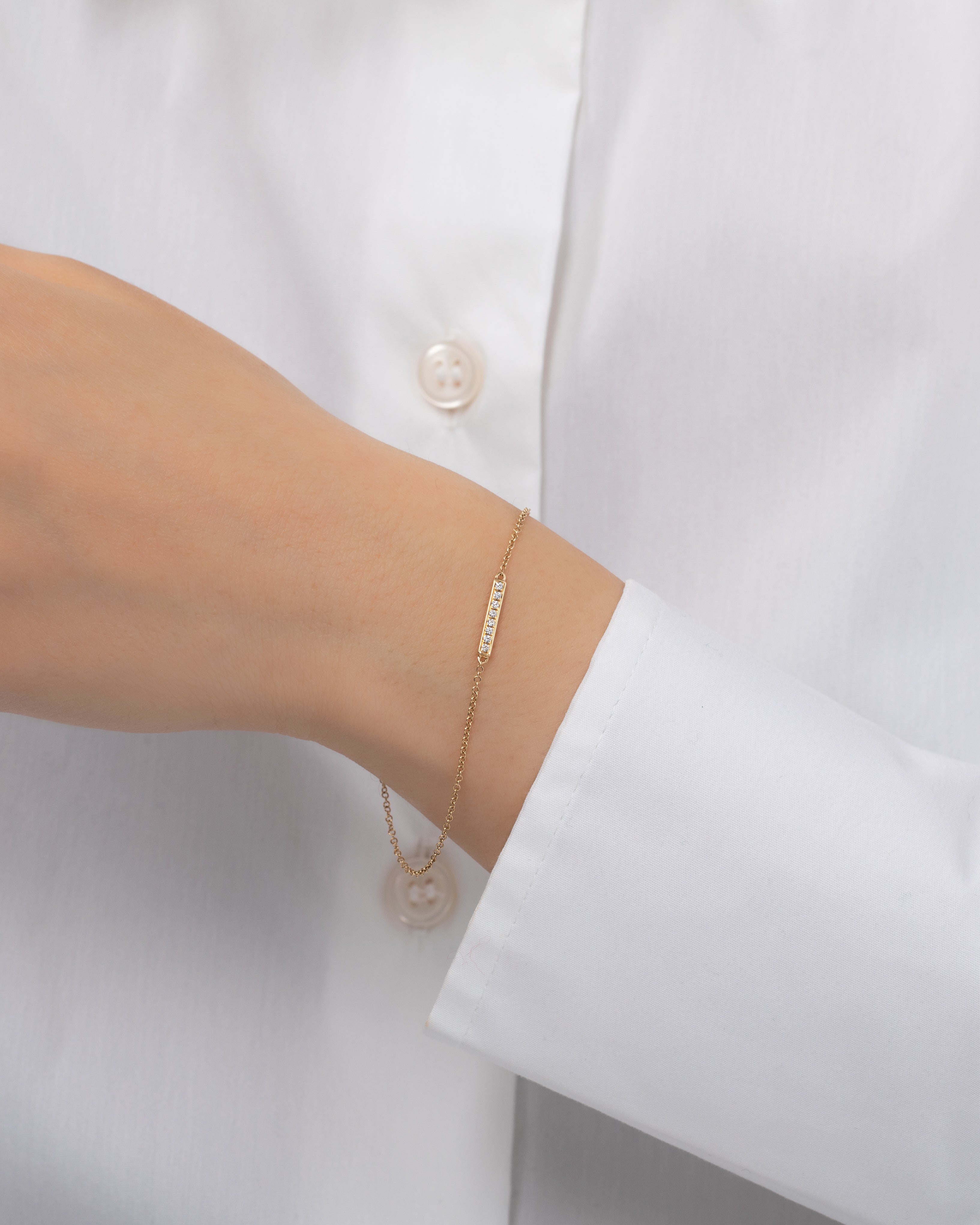 Small Diamond Bar Bracelet SAMPLE SALE Zoe Lev Jewelry