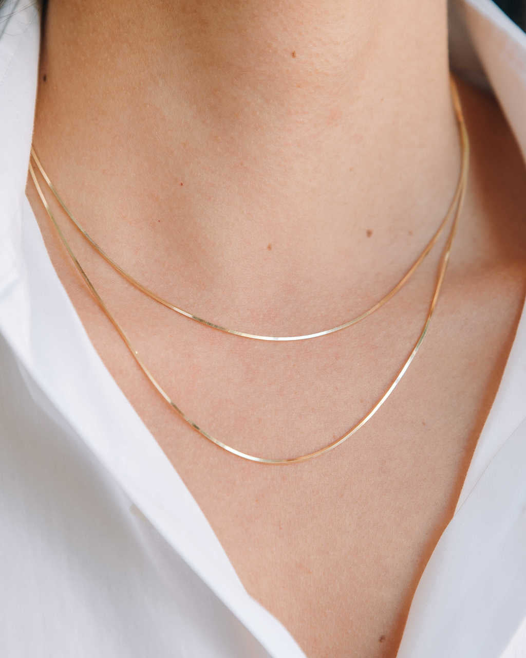 14k Gold Snake Chain Necklace - 16" Zoe Lev Jewelry