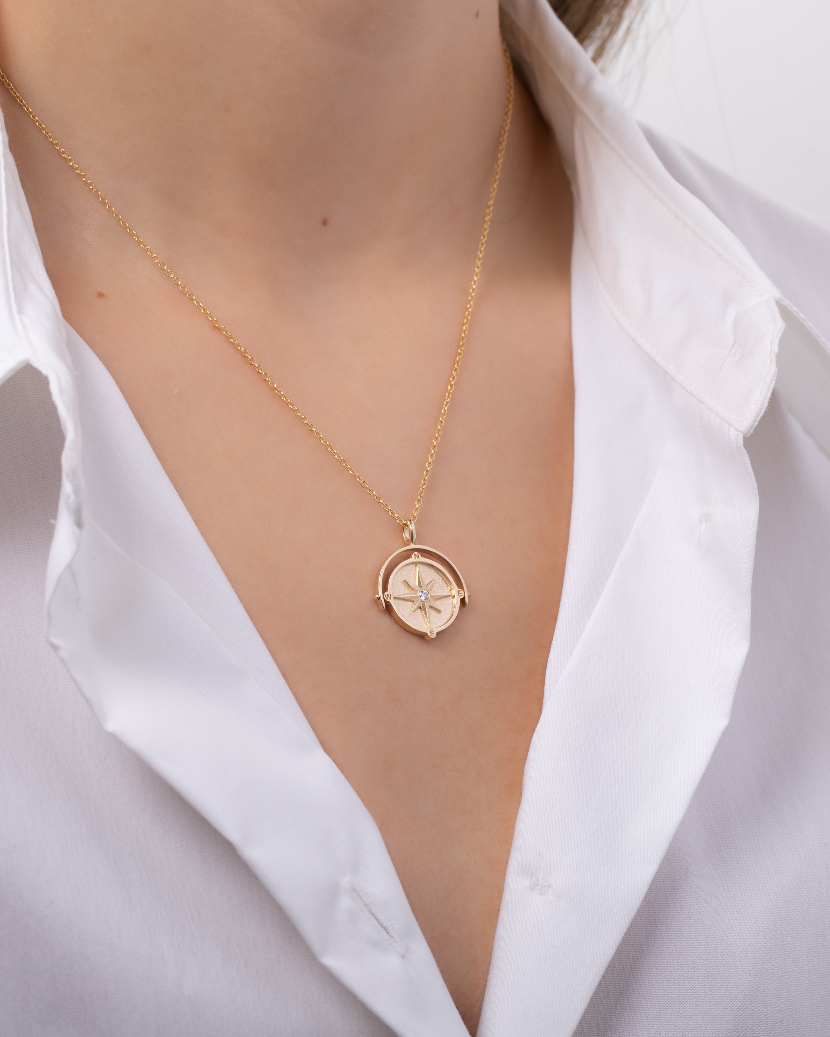 Spinner Compass Medallion Necklace Personalized Zoe Lev Jewelry