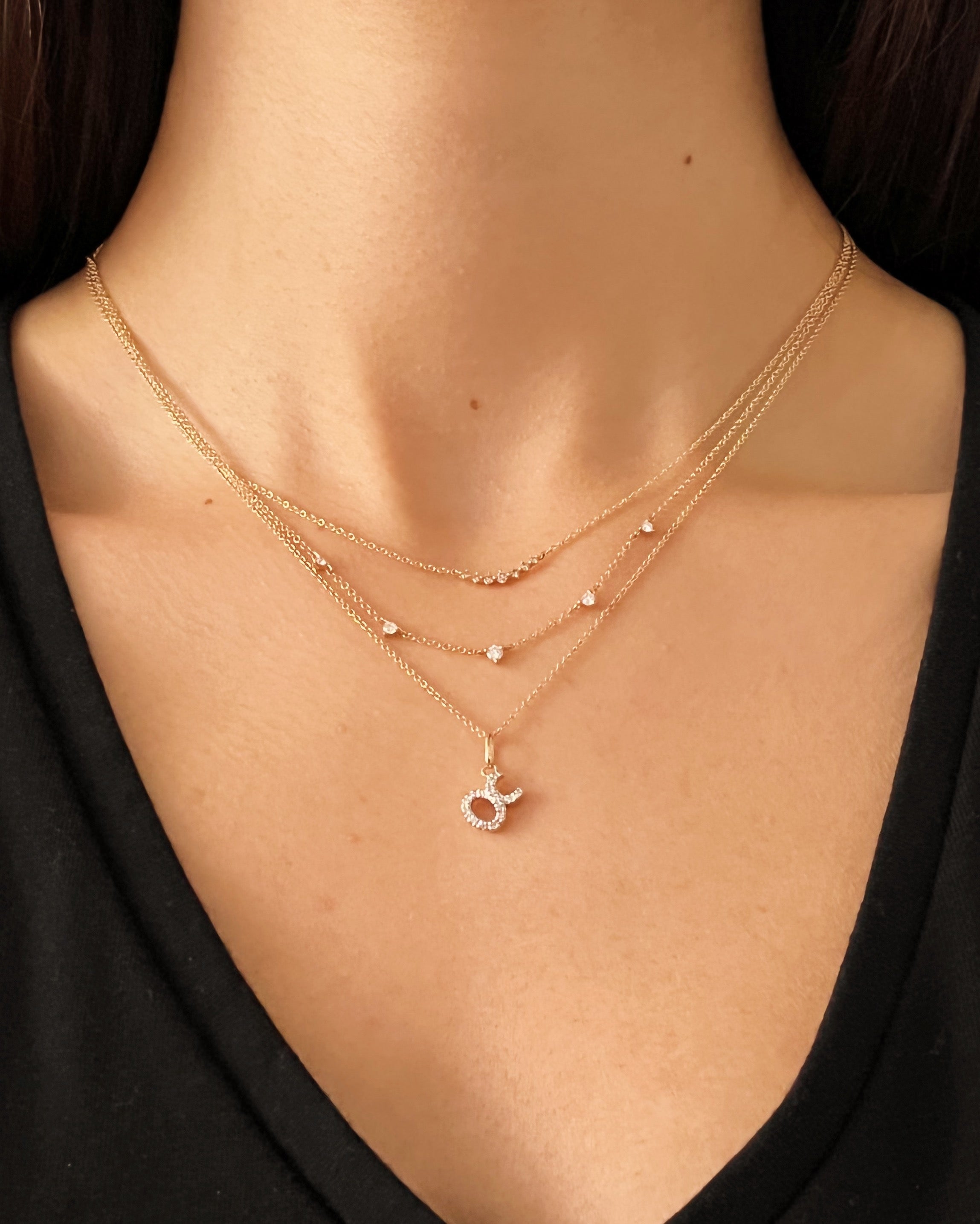 Mini 3 Prong Graduated Diamond Necklace SAMPLE SALE Zoe Lev Jewelry