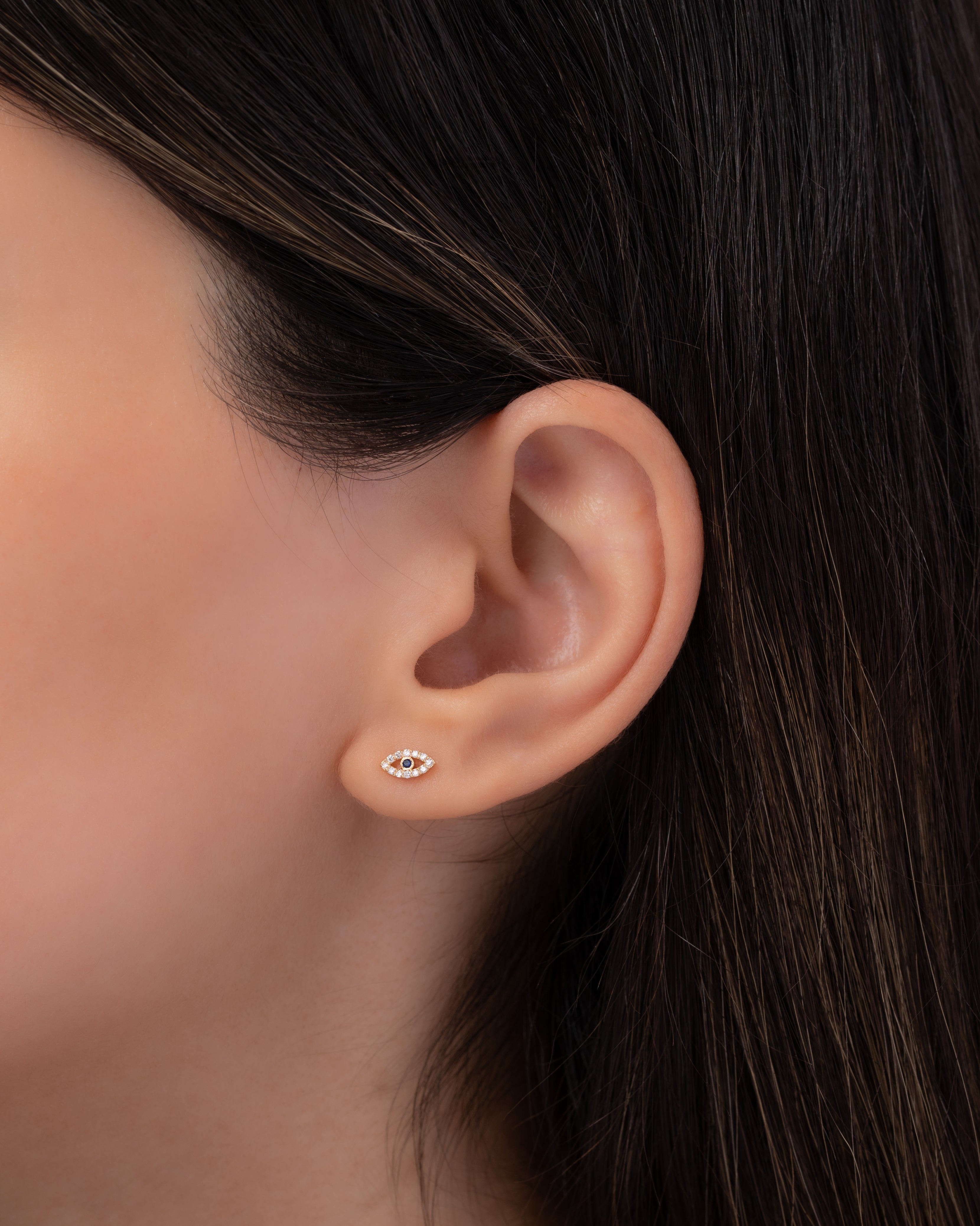 Tiny Diamond Evil Eye Stud Earring Zoe Lev Jewelry