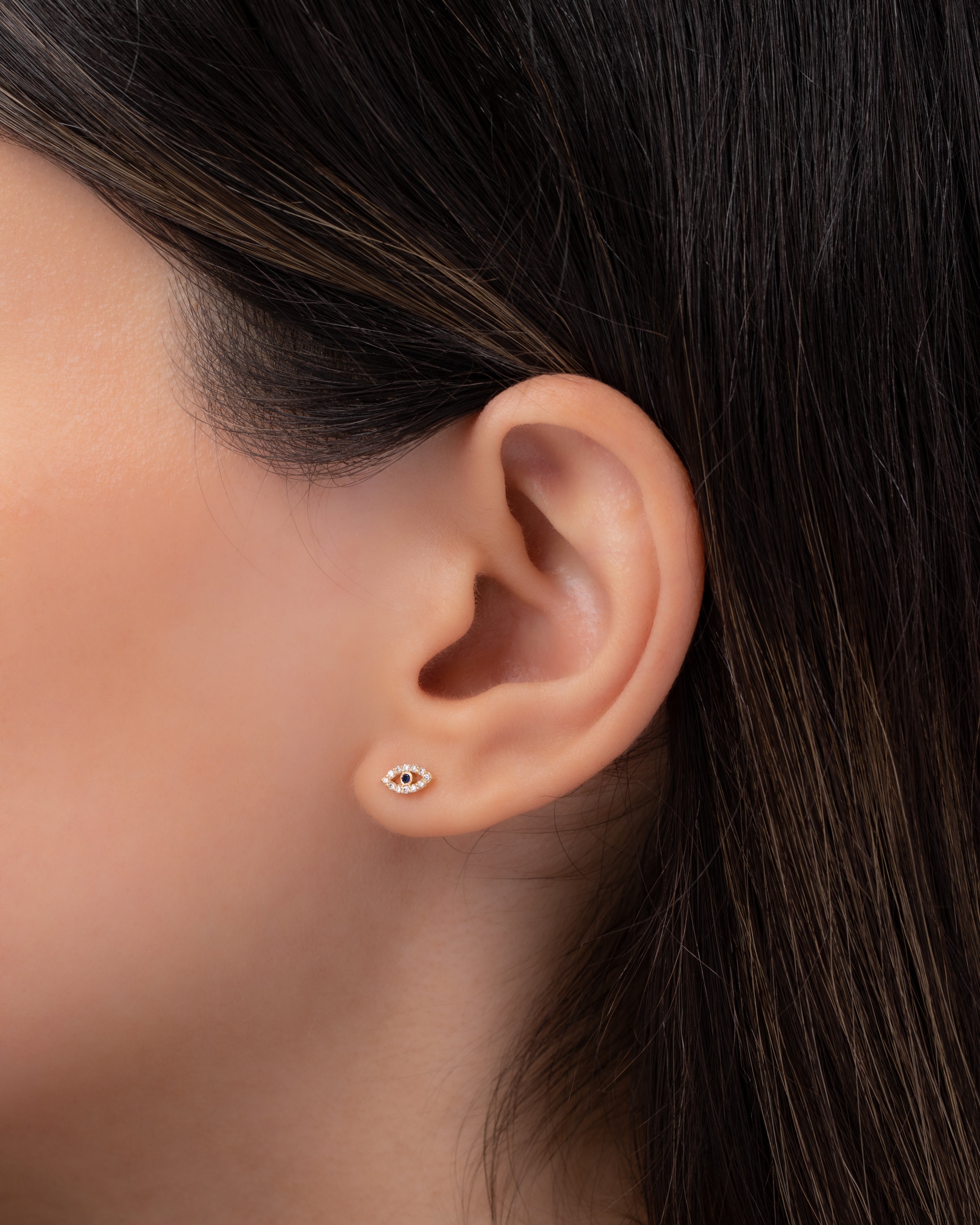 Tiny Diamond Evil Eye Stud Earring Zoe Lev Jewelry
