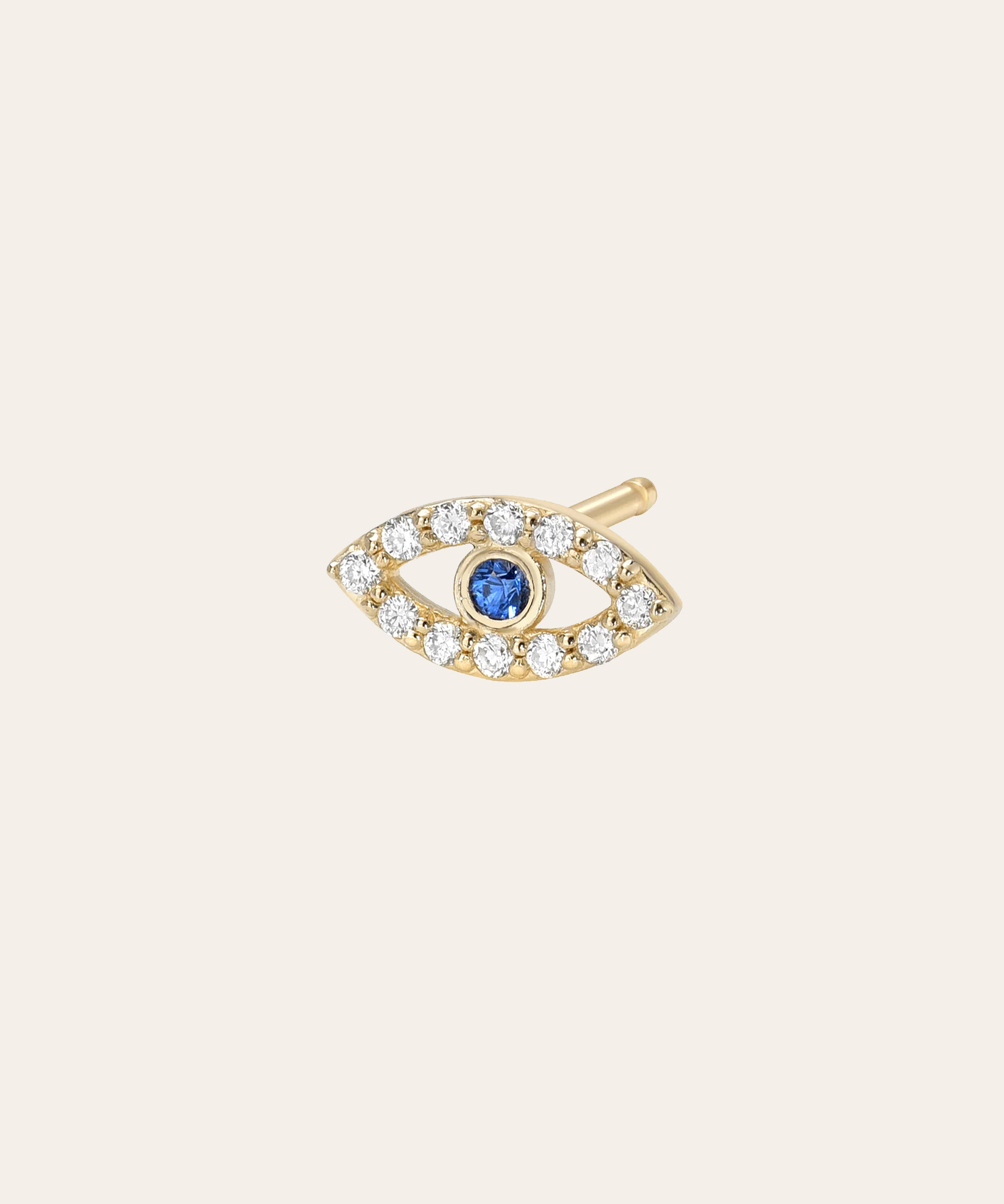 Tiny Diamond Evil Eye Stud Earring Zoe Lev Jewelry