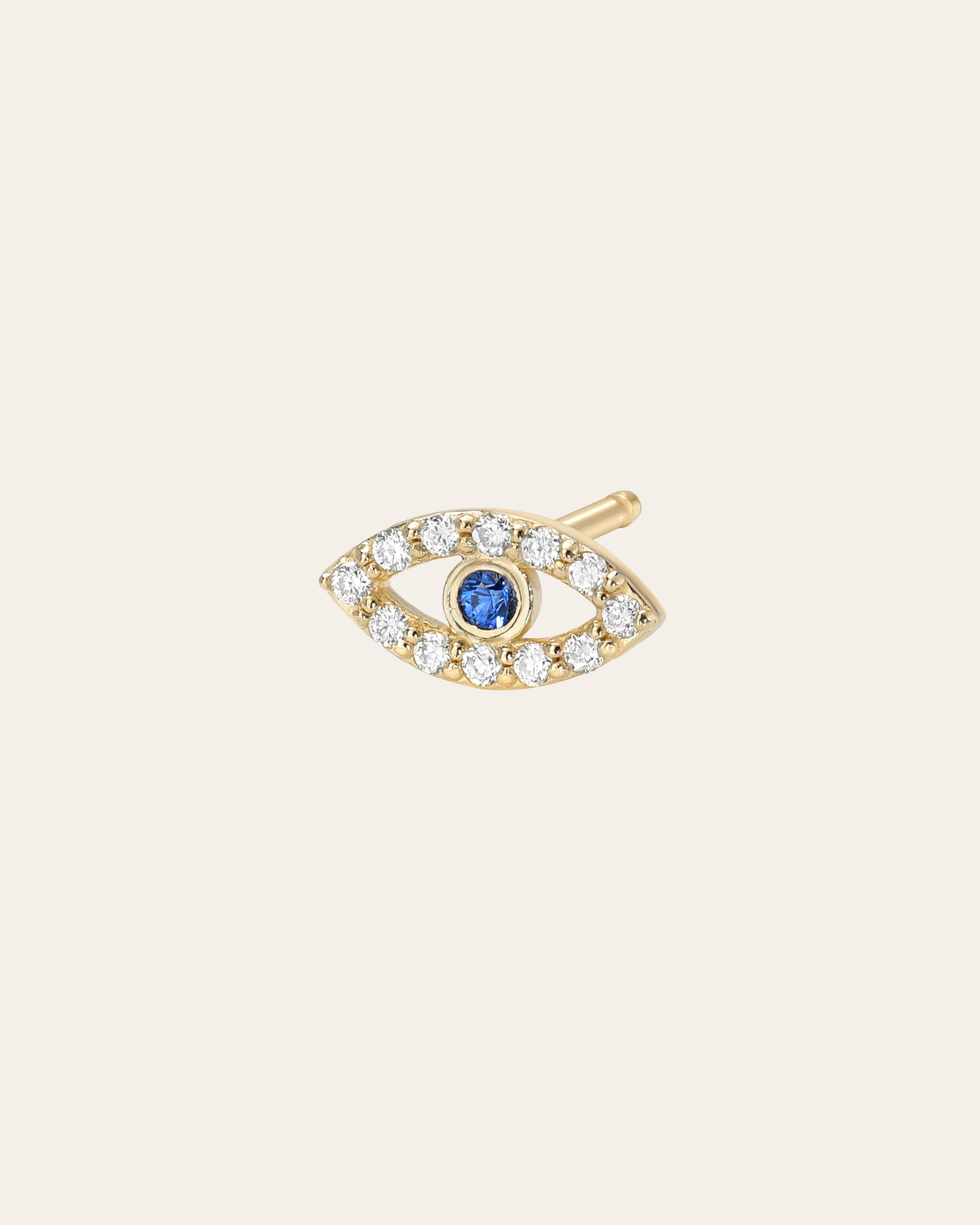 Tiny Diamond Evil Eye Stud Earring Zoe Lev Jewelry