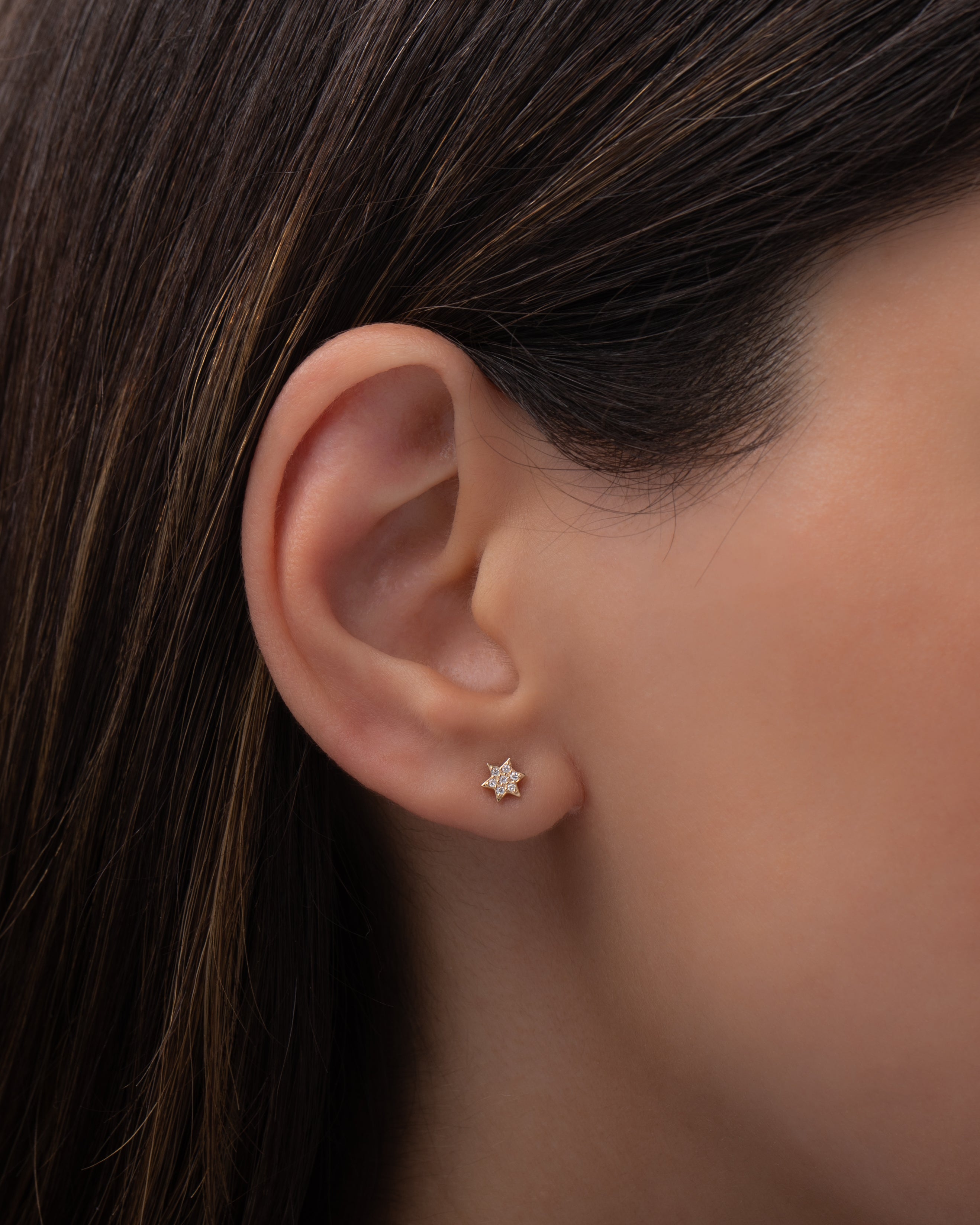 Tiny Diamond Star of David Stud Earring Zoe Lev Jewelry
