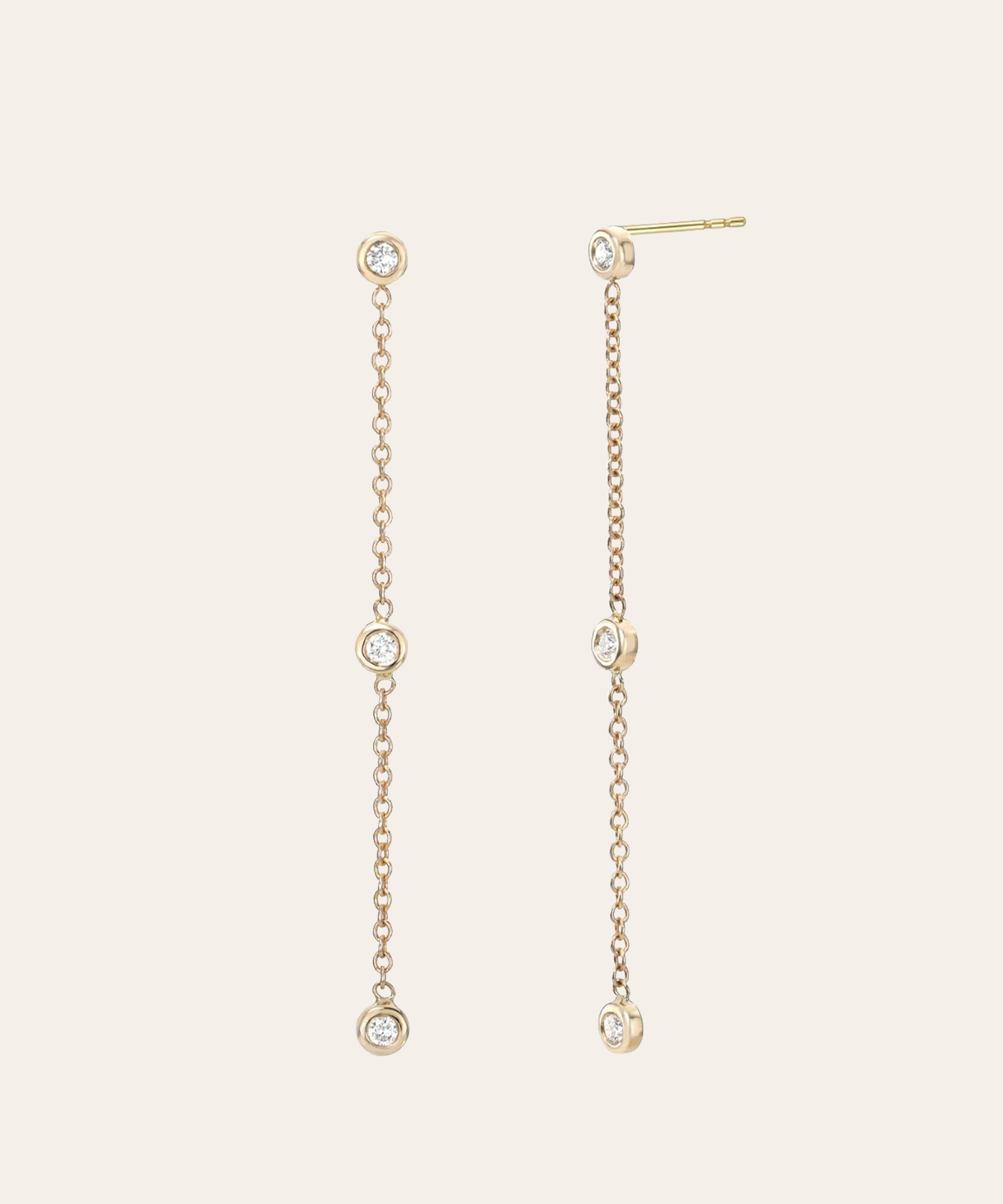 Triple Bezel Diamond Drop Earrings Zoe Lev Jewelry