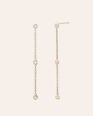 Triple Bezel Diamond Drop Earrings