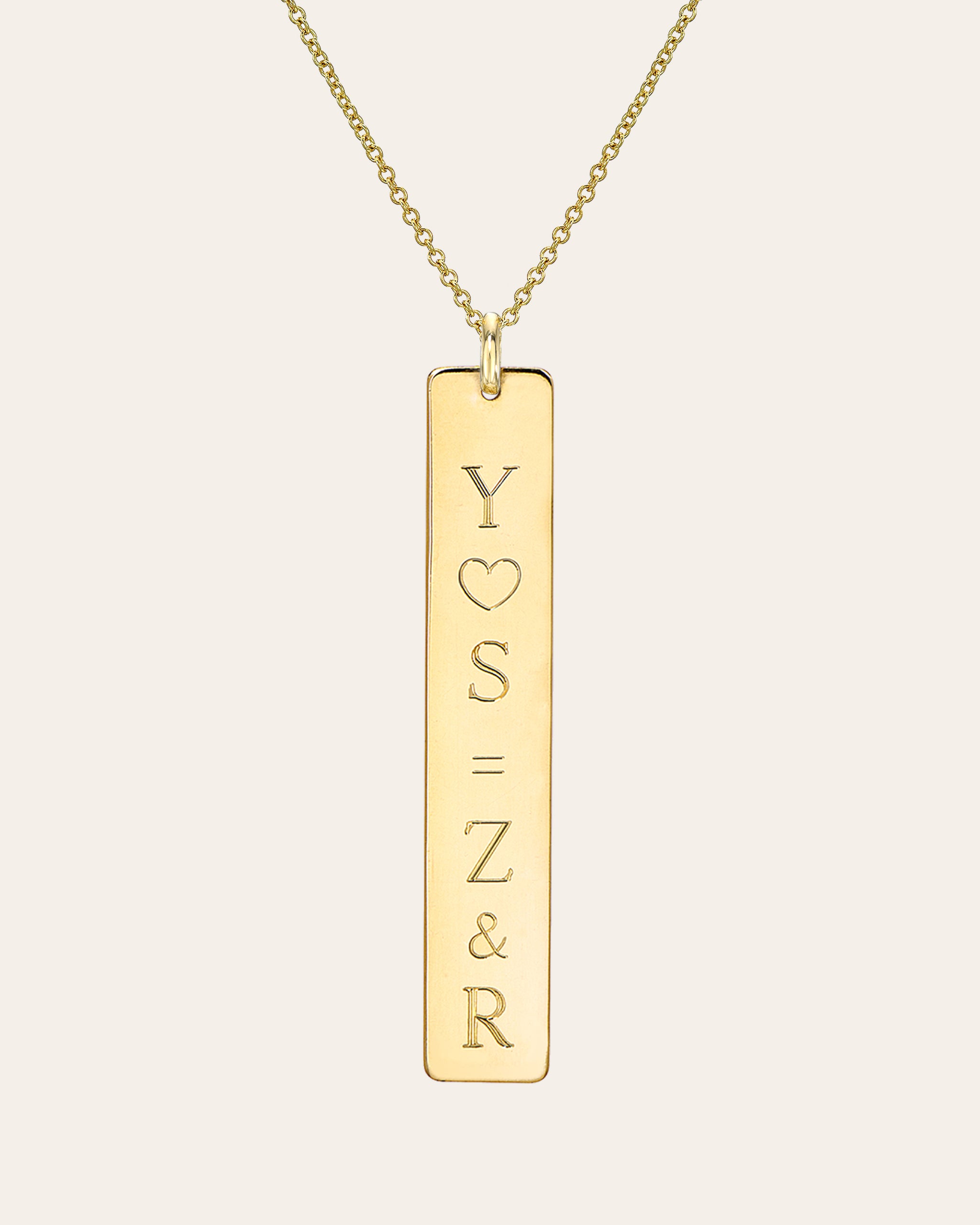 Vertical Nameplate Necklace - Zoe Lev Jewelry