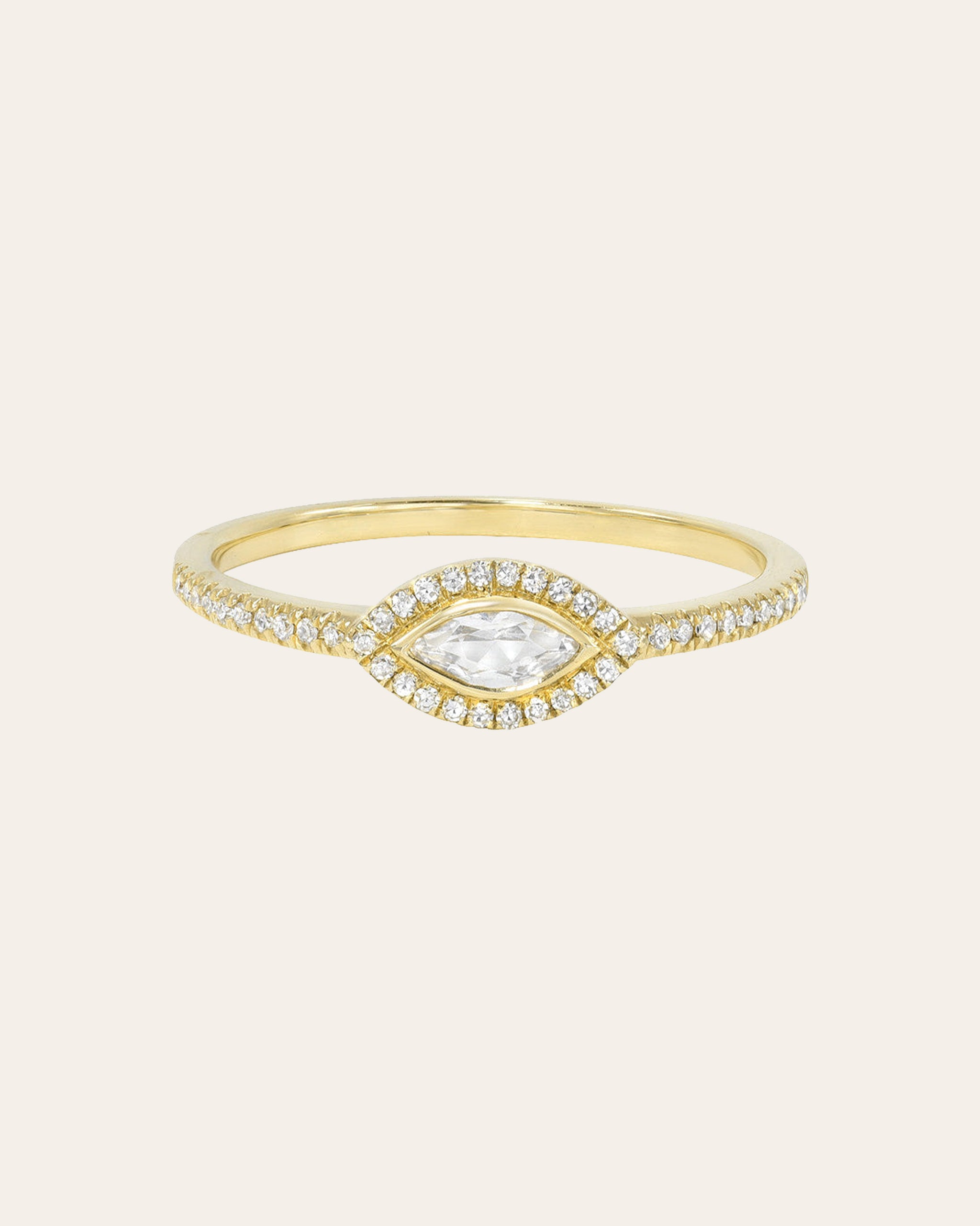 White Topaz Marquise Diamond Ring - Zoe Lev Jewelry