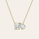 White Topaz Toi et Moi Necklace SAMPLE SALE Zoe Lev Jewelry