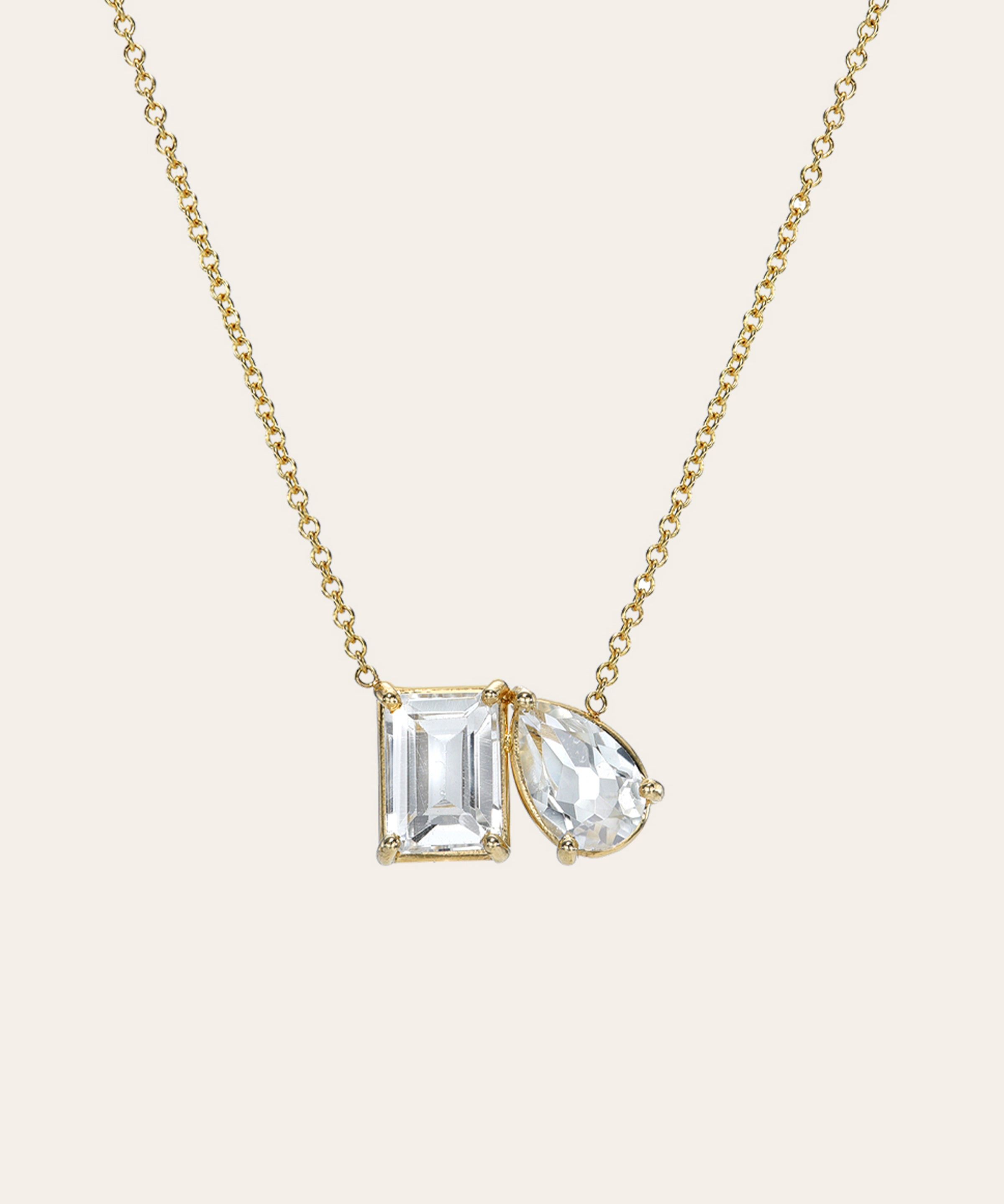 White Topaz Toi et Moi Necklace SAMPLE SALE Zoe Lev Jewelry