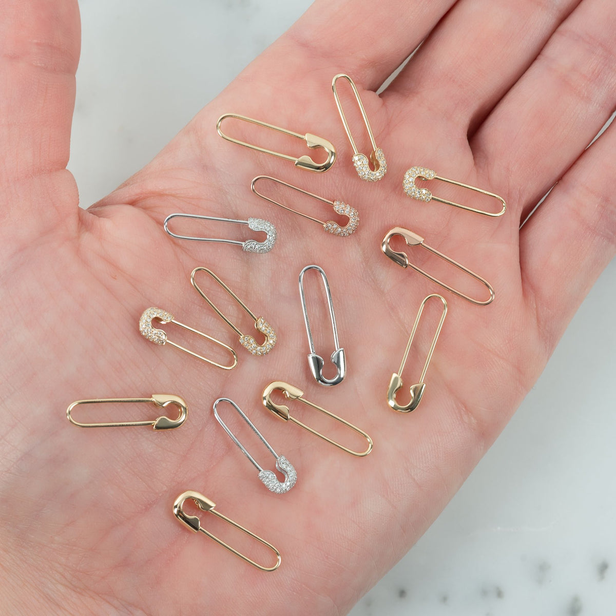 Diamond Safety Pin Earring in Rose Gold 
