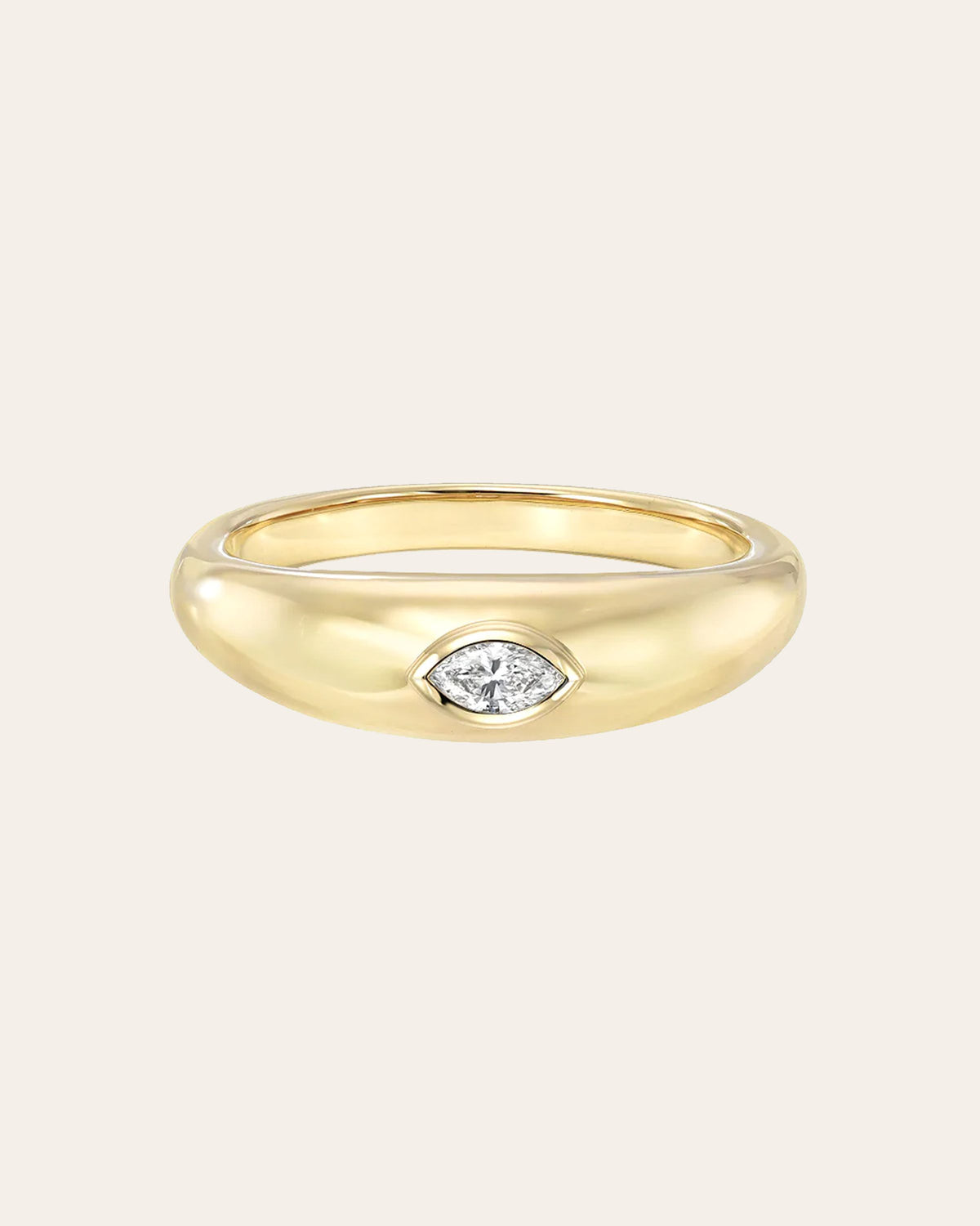 14K Diamond Marquise Dome Ring