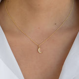 Diamond Moon Pendant SAMPLE SALE Zoe Lev Jewelry