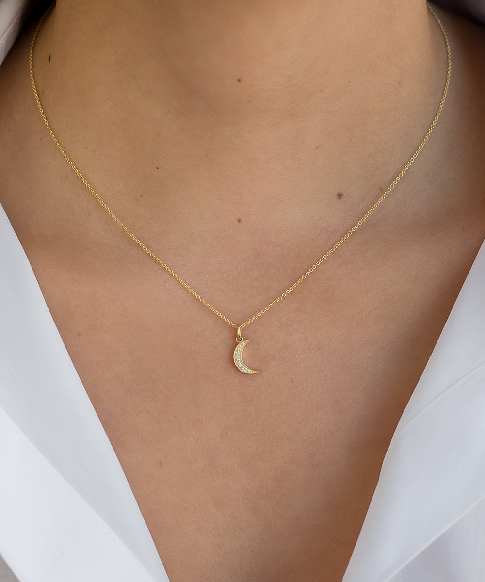 Diamond Moon Necklace Zoe Lev Jewelry