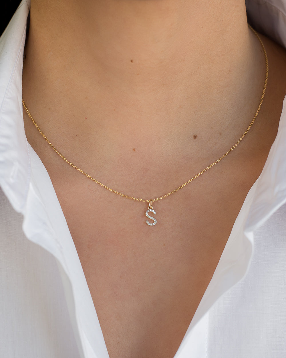 14k Diamond Initial Pendant Personalized Zoe Lev Jewelry