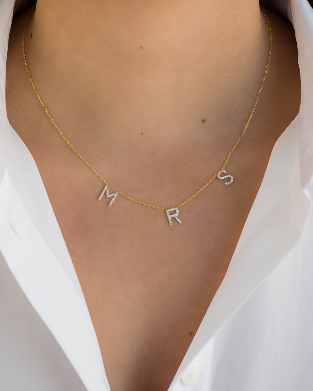 Diamond Spaced Initial Necklace Personalized Zoe Lev Jewelry