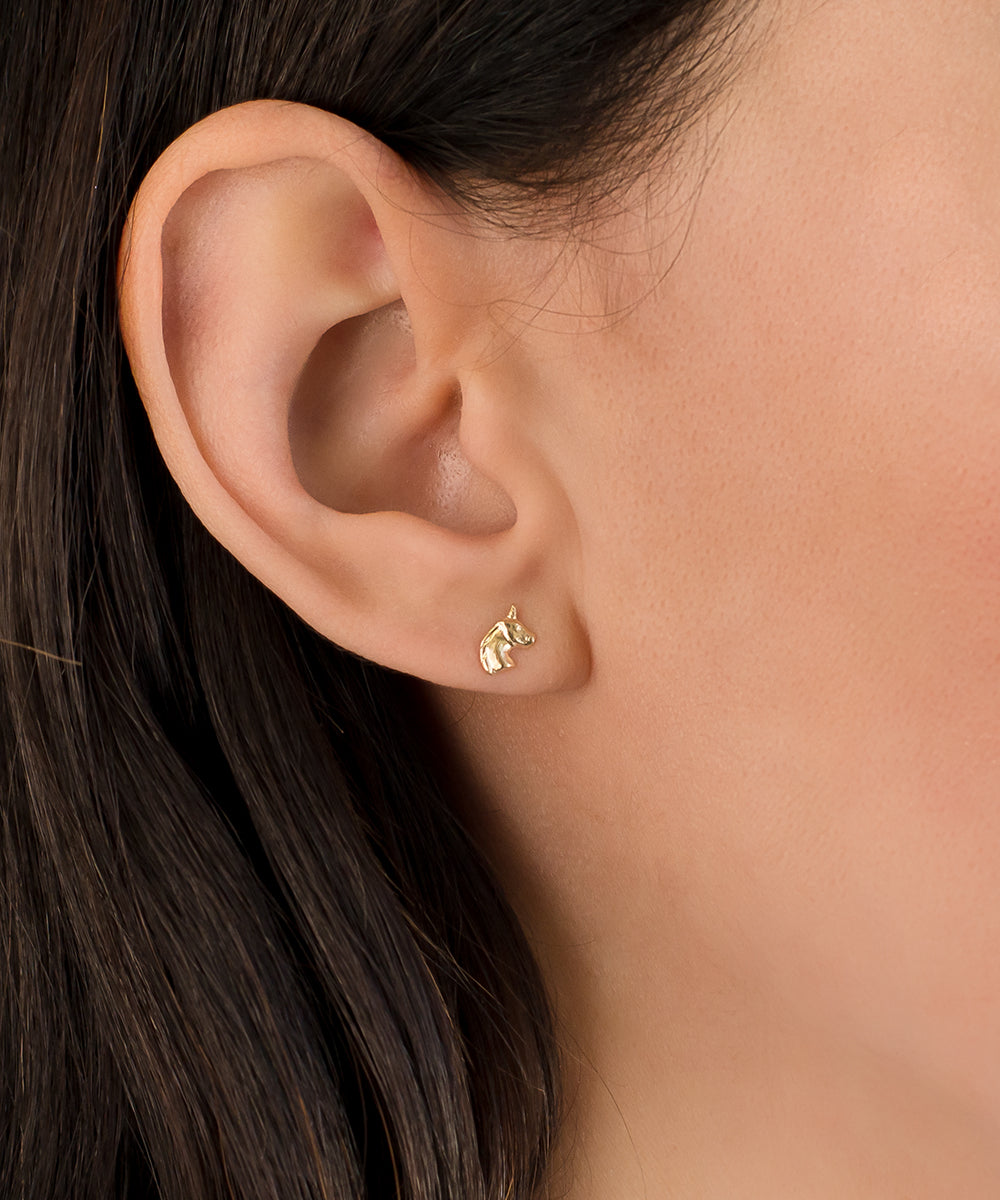 14k Gold Unicorn Stud Earrings SAMPLE SALE Zoe Lev Jewelry