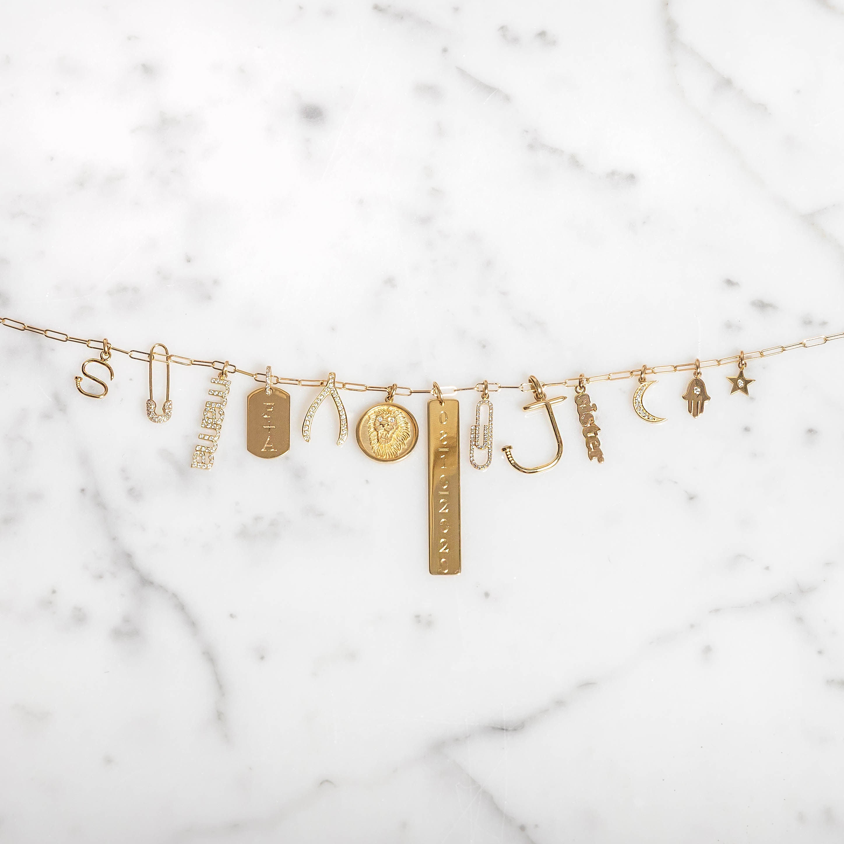 14k Gold Large Initial Nail Pendant Personalized Zoe Lev Jewelry