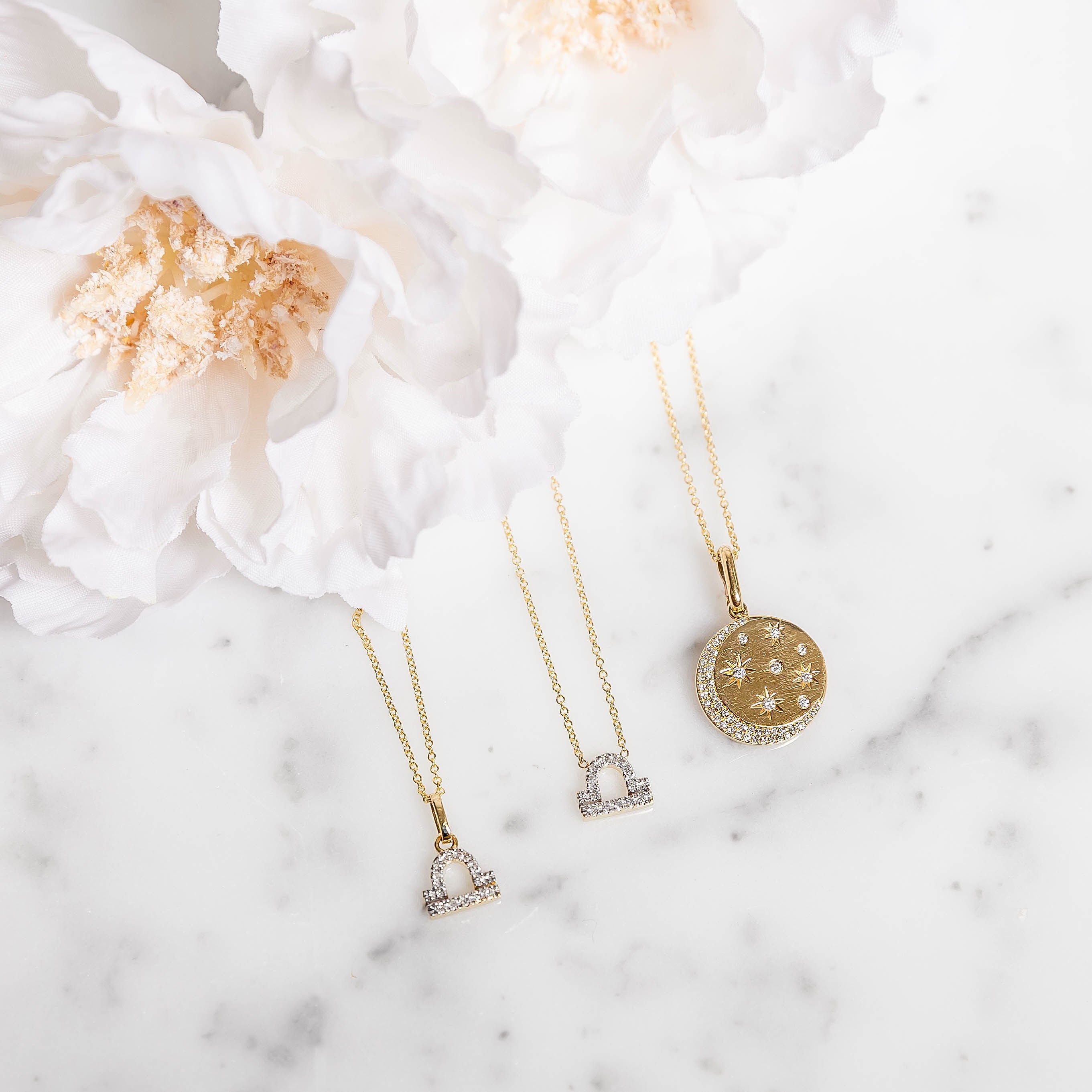 14K Diamond Celestial Necklace Zoe Lev Jewelry