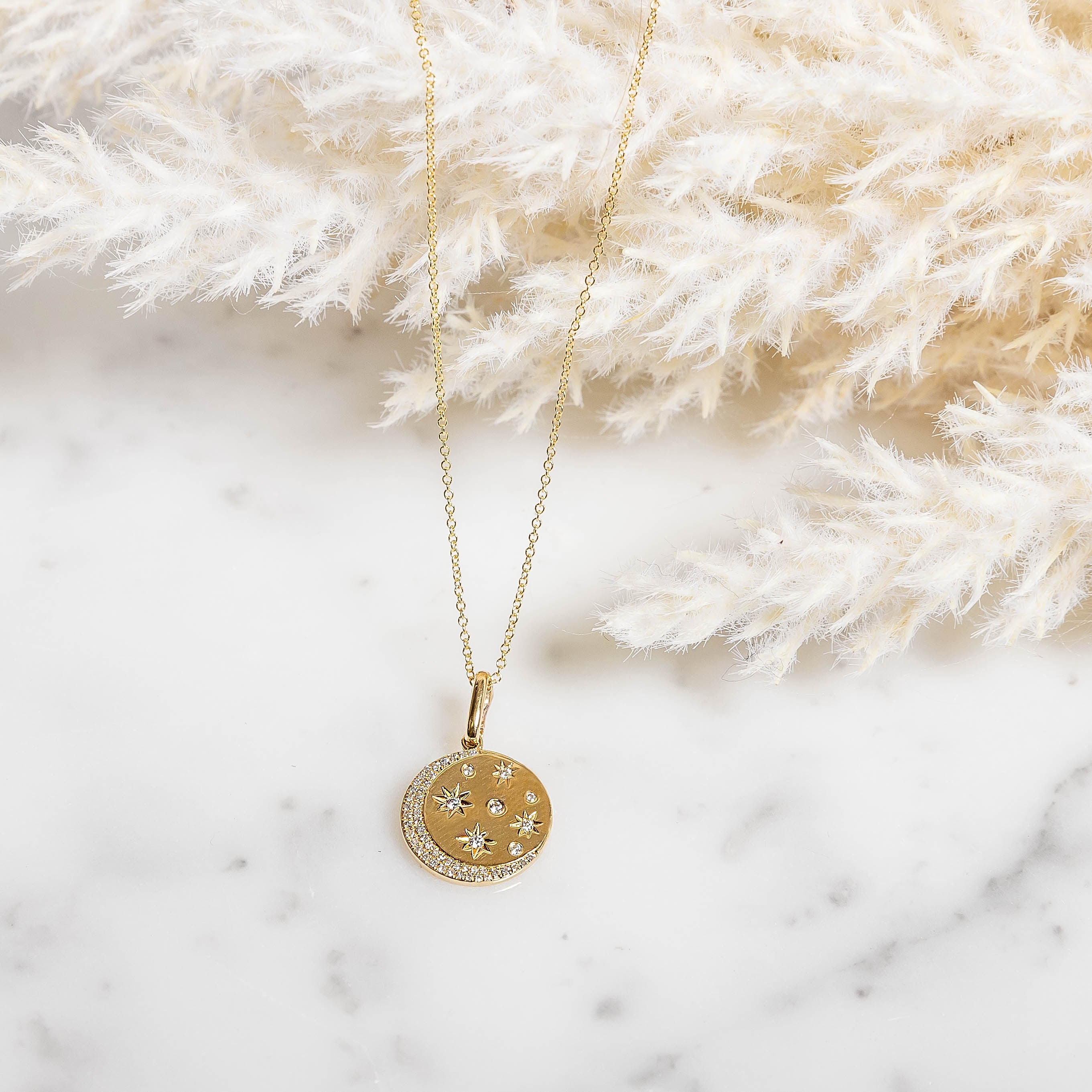 14K Diamond Celestial Necklace Zoe Lev Jewelry