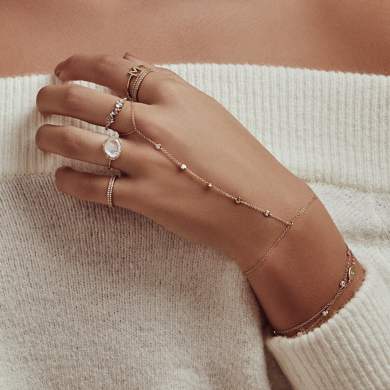 Bomine Finger Bracelet Ring Rhinestone Hand Chain India | Ubuy