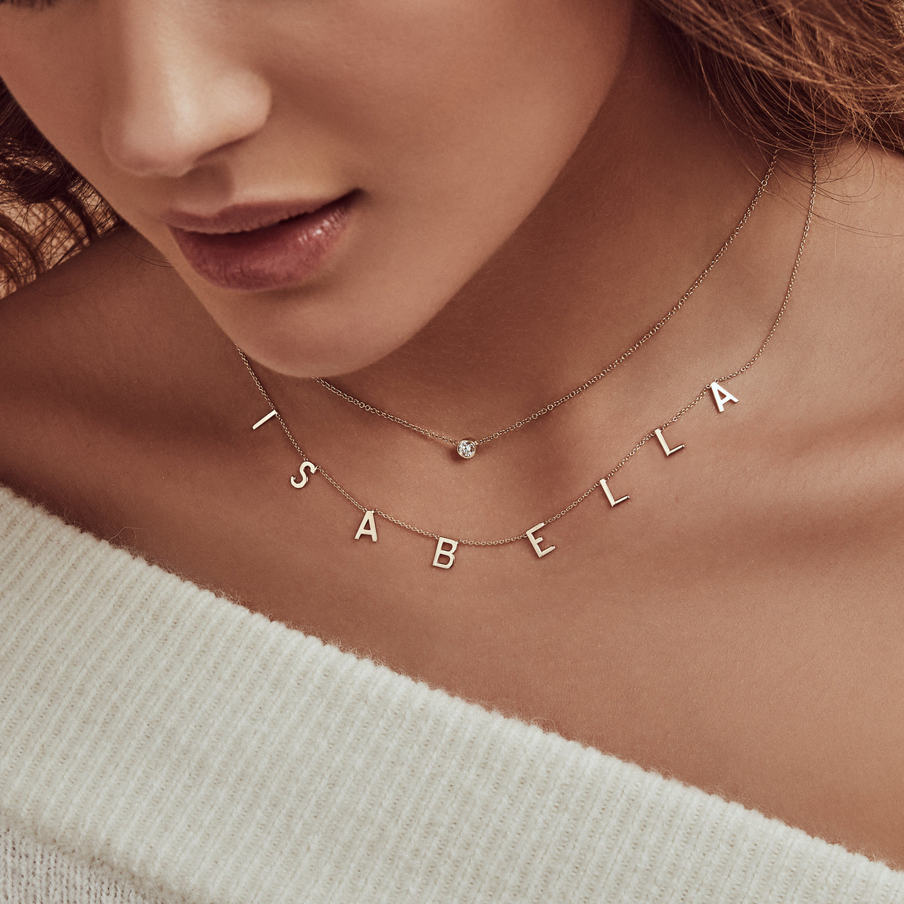 14k Gold Spaced Initial Necklace Personalized Zoe Lev Jewelry