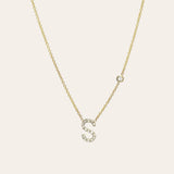 Diamond Initial and Bezel Necklace Personalized Zoe Lev Jewelry