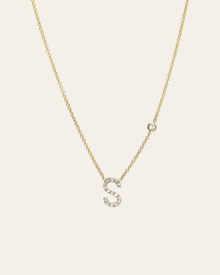 Diamond Initial and Bezel Necklace