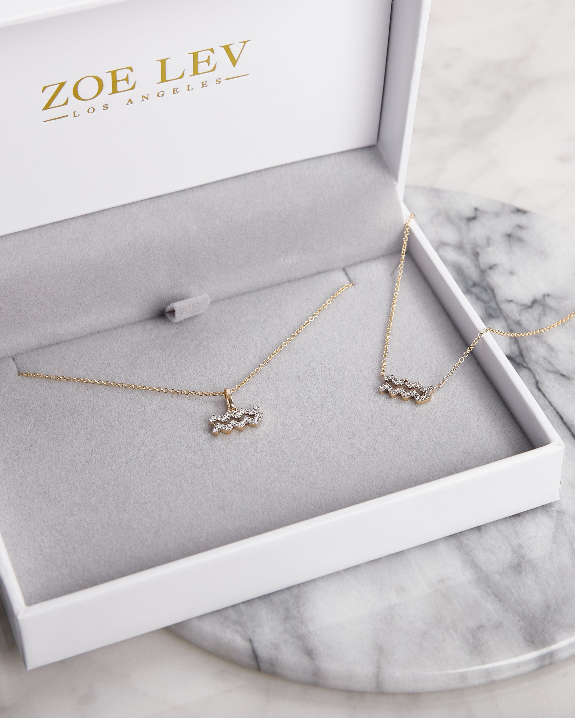 Diamond Zodiac Sign Pendant Personalized Zoe Lev Jewelry