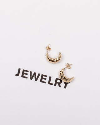 14K Gold Croissant Stud Earrings