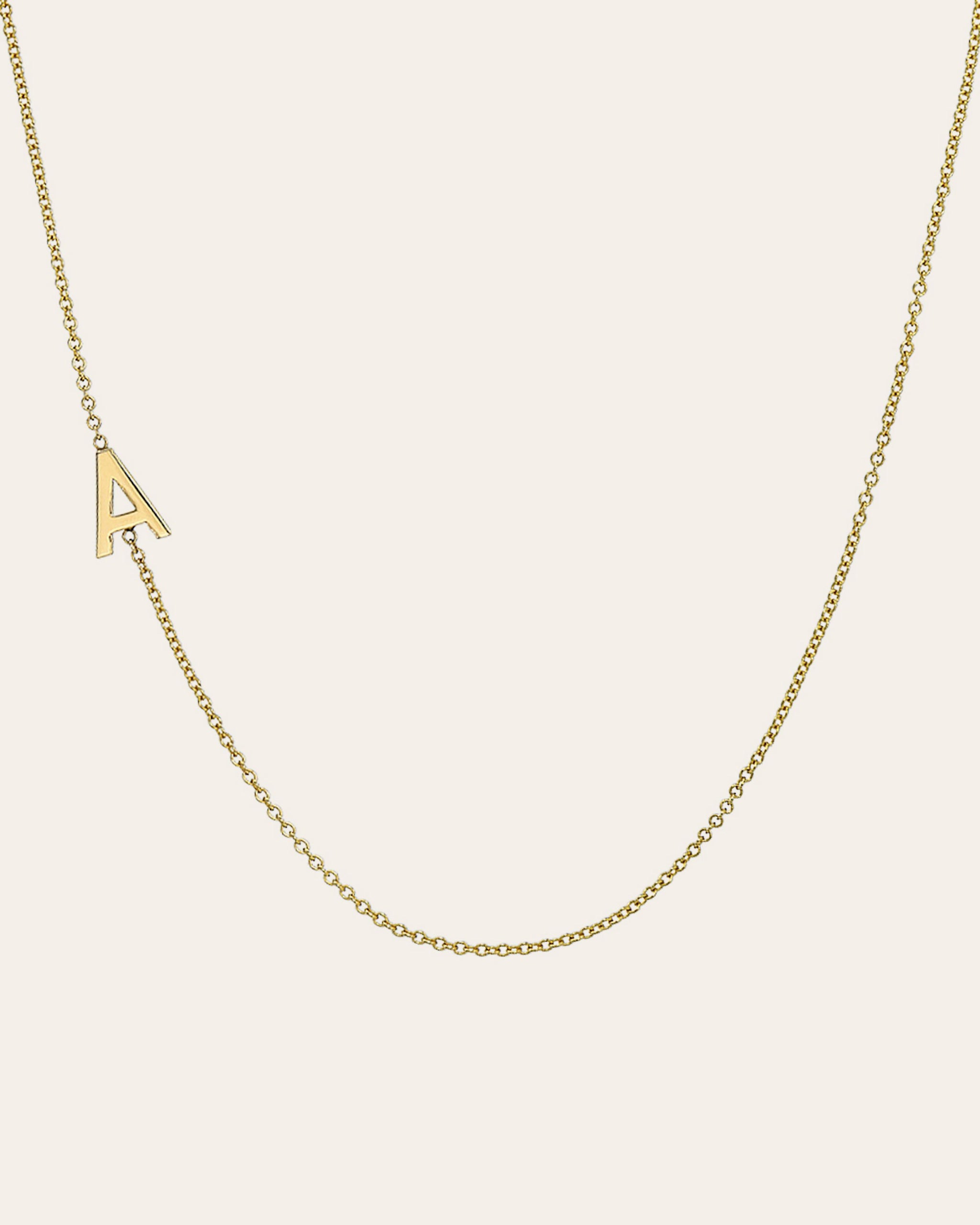 Small Initial Letter Y Pendant & Chain Necklace in Solid 14K Rose, White, & Yellow Gold, Women's, Grey Type