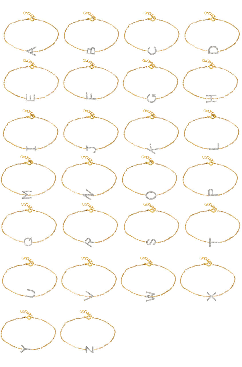 Diamond Initial & Bezel Bracelet Personalized Zoe Lev Jewelry