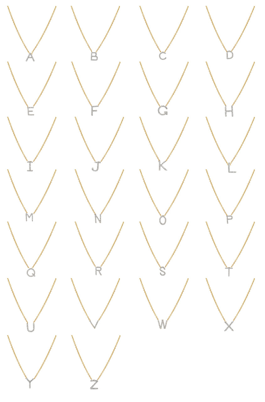 Diamond Initial and Bezel Necklace Personalized Zoe Lev Jewelry