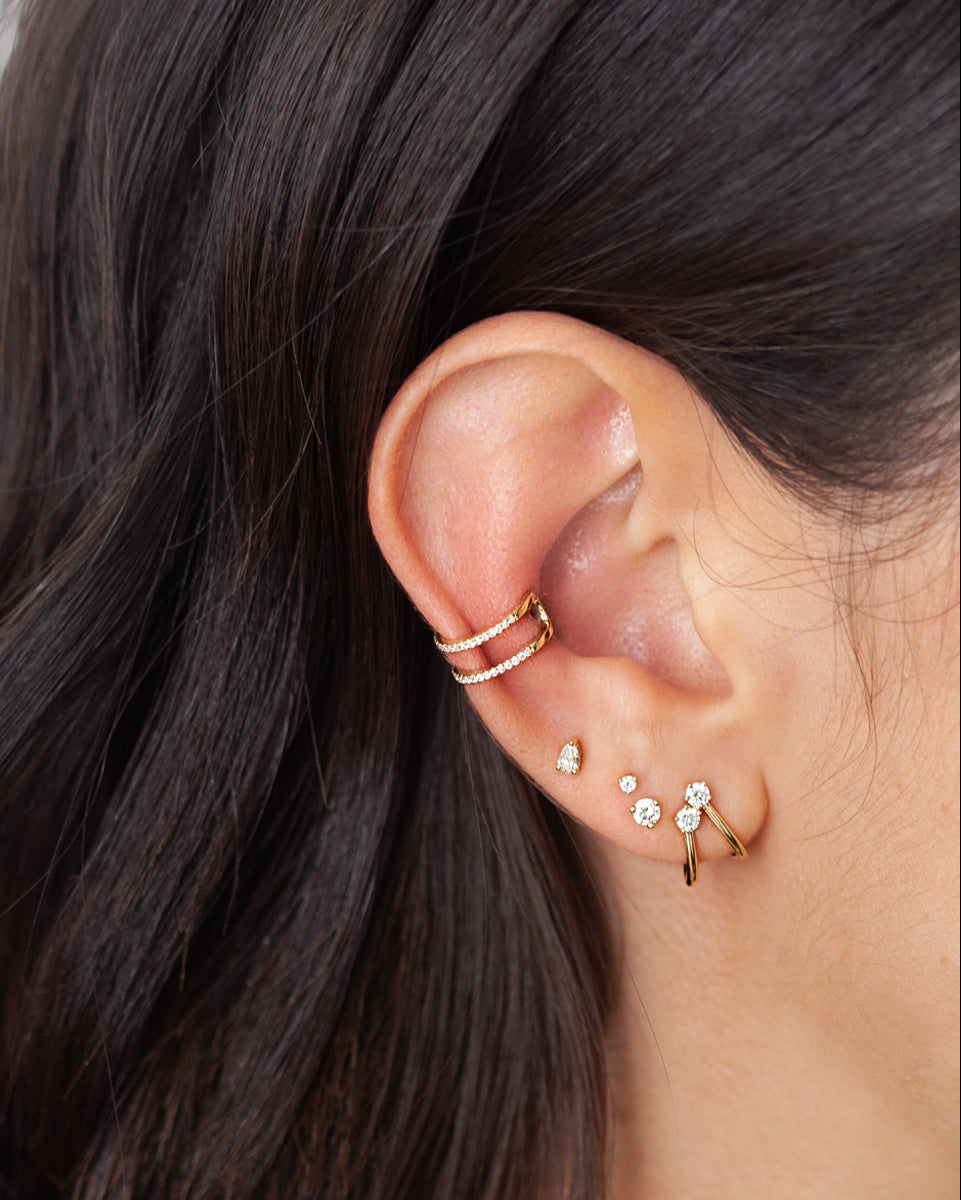 Double Row Diamond Ear Cuff Zoe Lev Jewelry