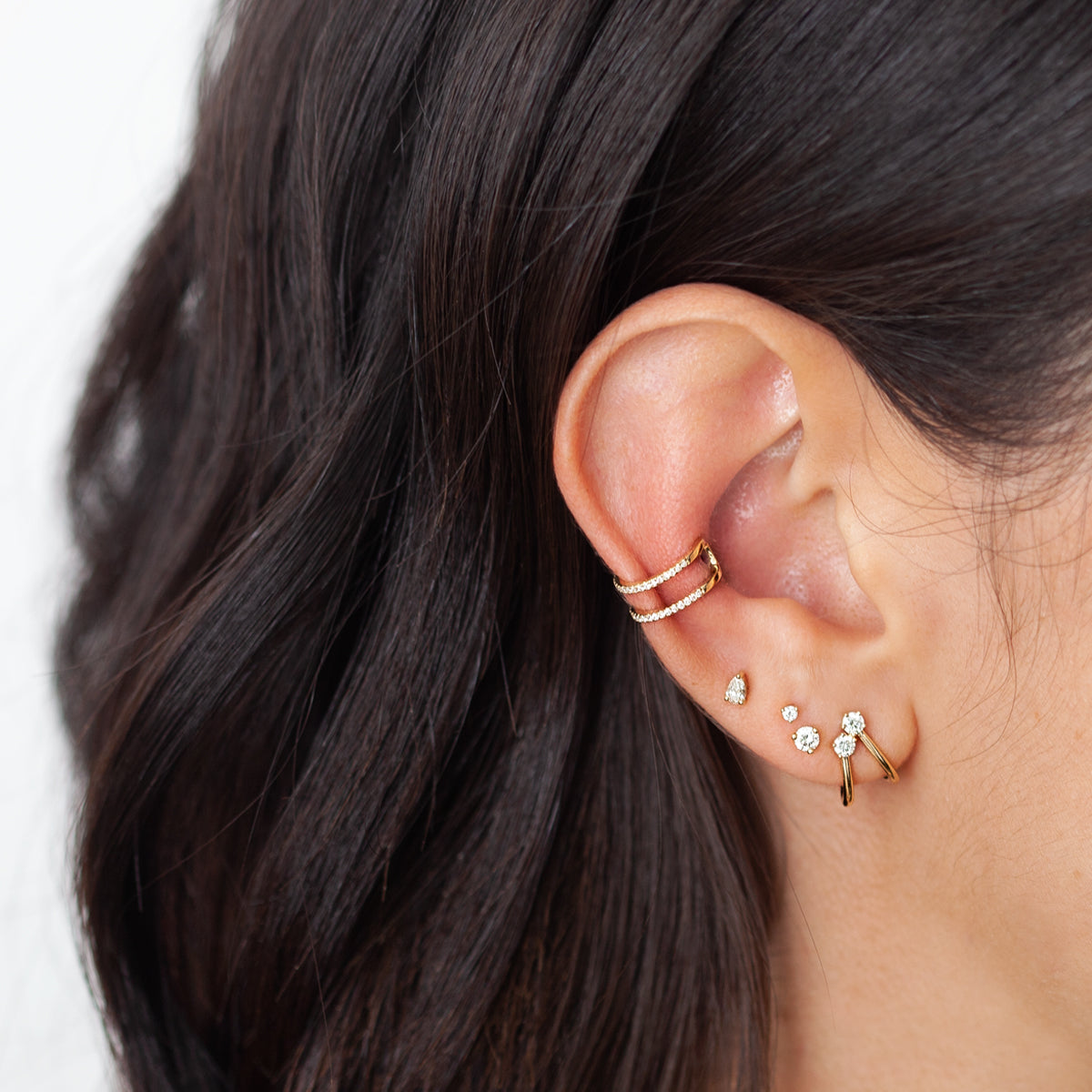 Double Row Diamond Ear Cuff - Zoe Lev Jewelry