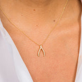 Diamond Wishbone Pendant Zoe Lev Jewelry