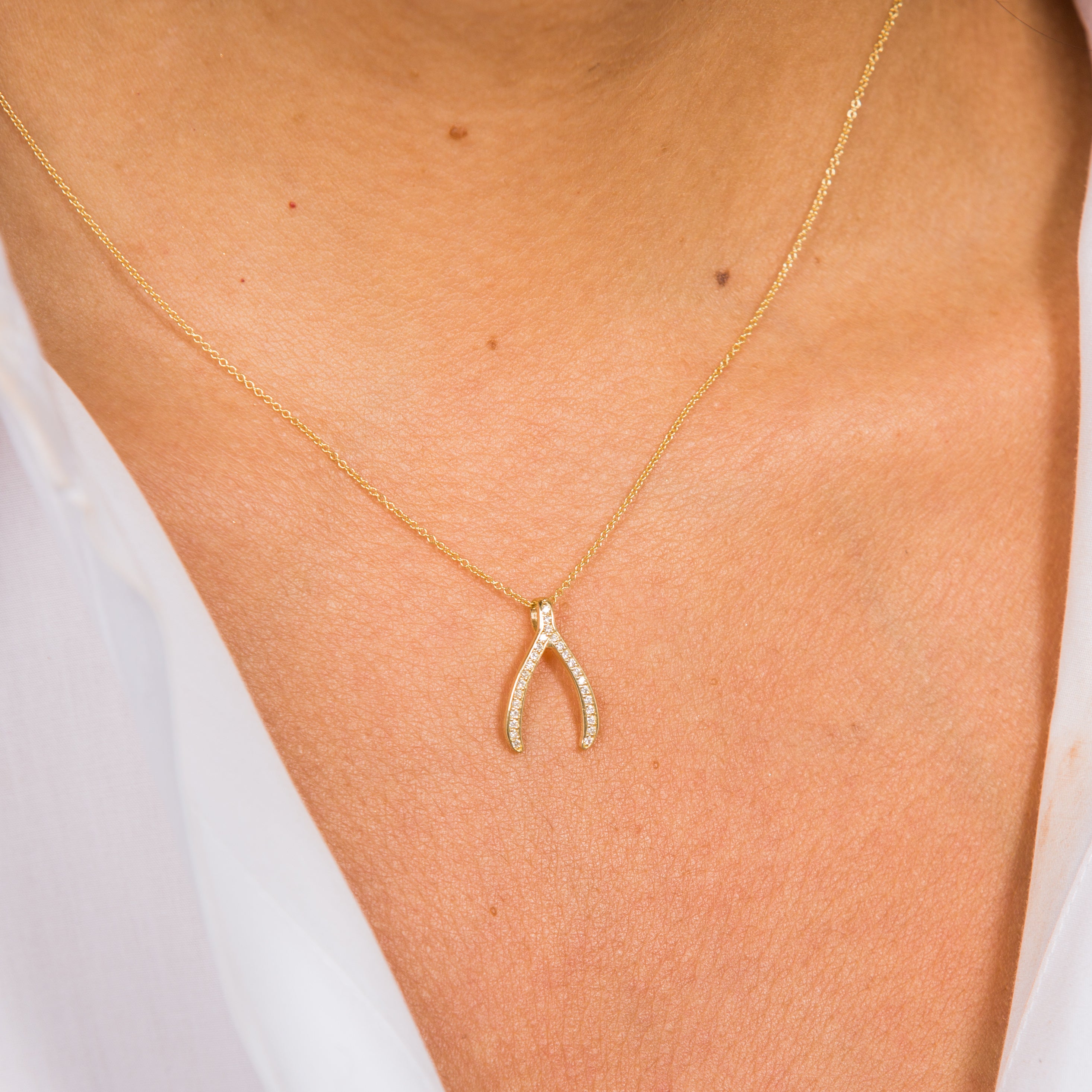 Diamond Wishbone Pendant Zoe Lev Jewelry